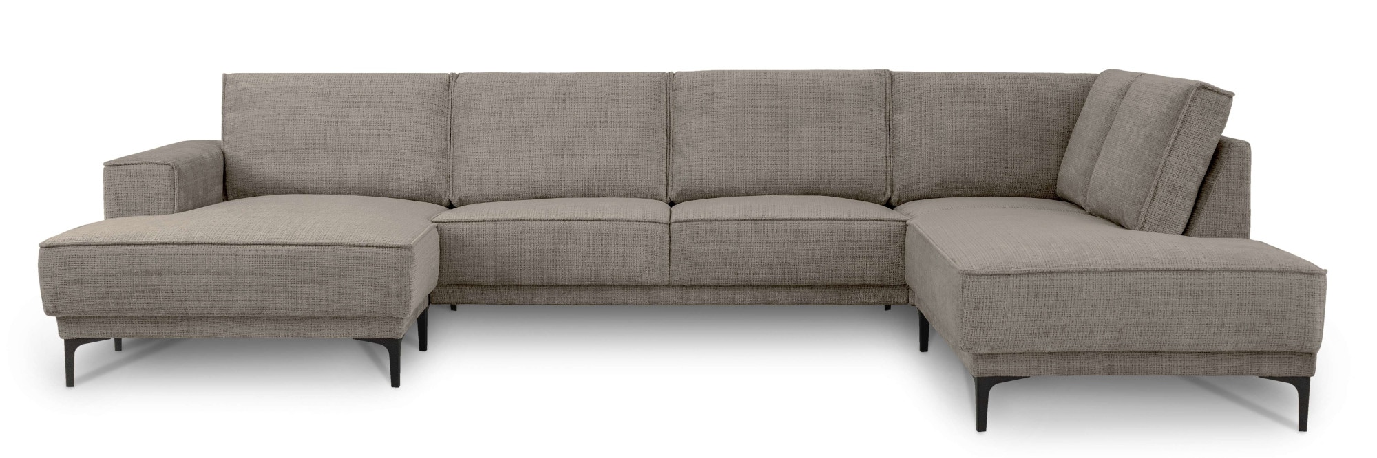 Places of Style Wohnlandschaft »XXL Sofa Oland, Struktur, Flachgewebe, Luxus-Microfaser, Boucle«, U-Form, 345 cm, Wellenunterfederung, Skandi-Design, Metallfüße