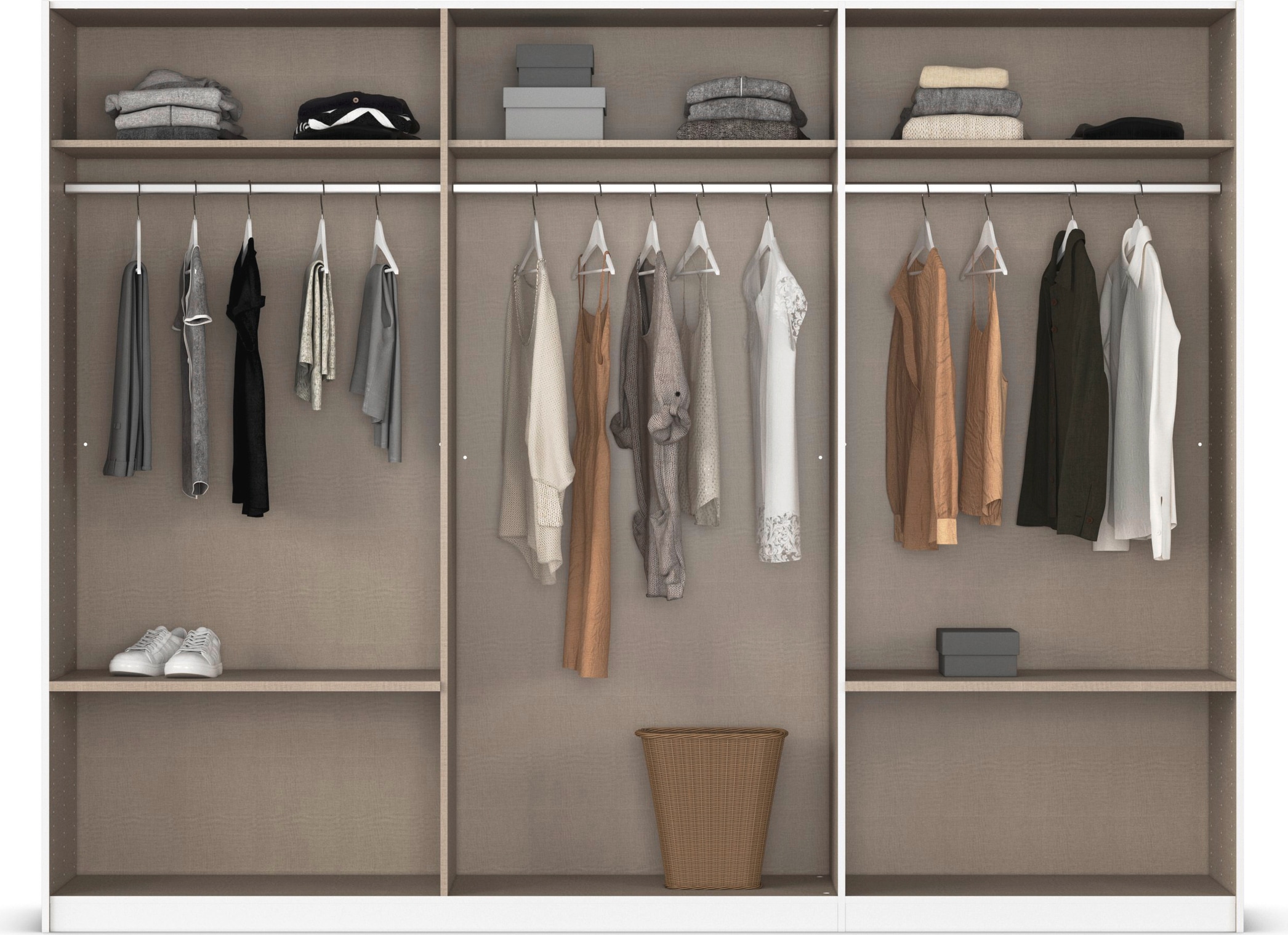 rauch Schwebetürenschrank »Kleiderschrank Schrank Garderobe ELARA Glastür/Grauspiegel«, praktische Schubladen optional farblich abgesetzt MADE IN GERMANY