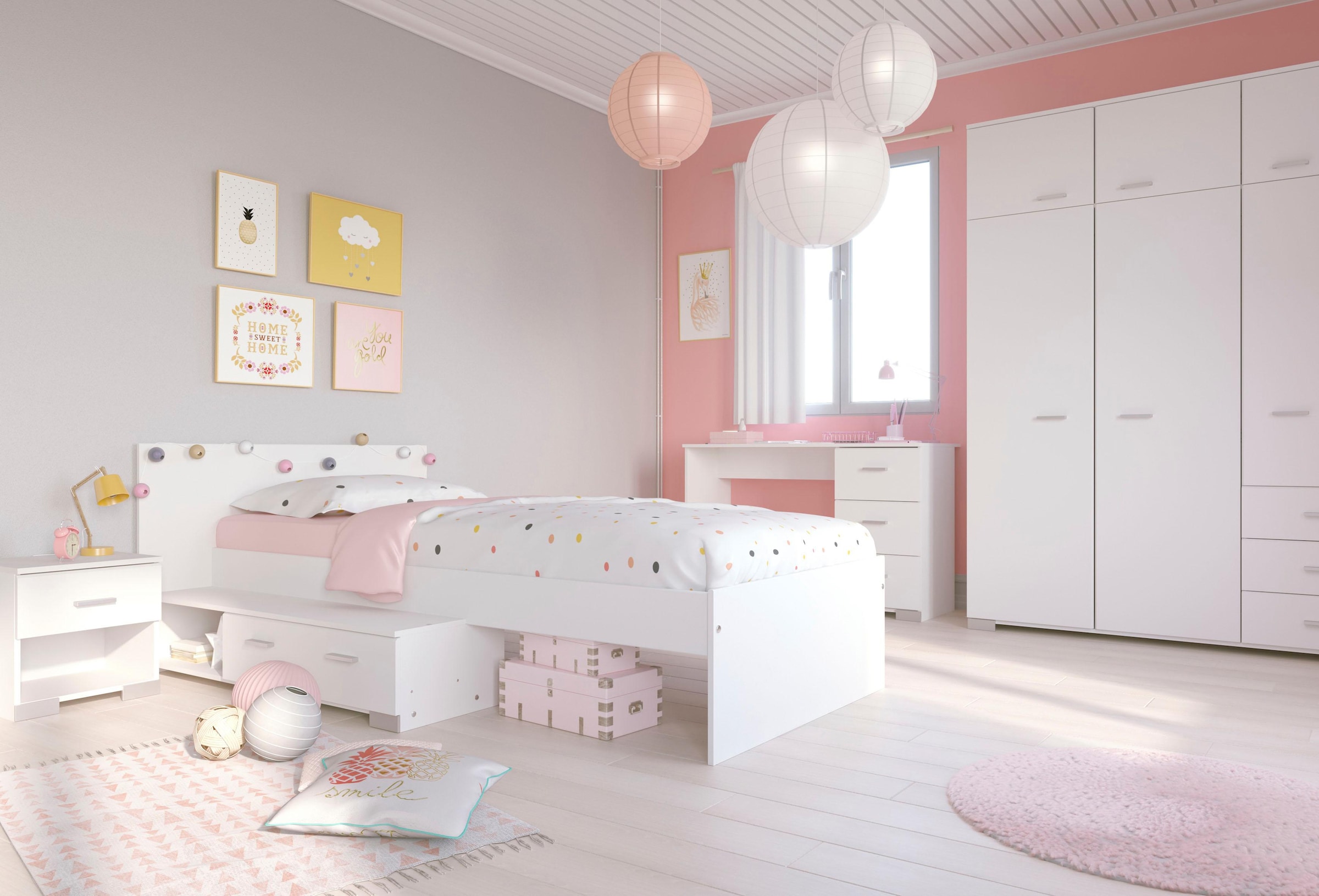 Parisot Jugendzimmer-Set »Galaxy«, (Set, 4 St., Kleiderschrank, Bett,  Nachttisch und Schreibtisch) jetzt im %Sale | Komplett-Kinderzimmer
