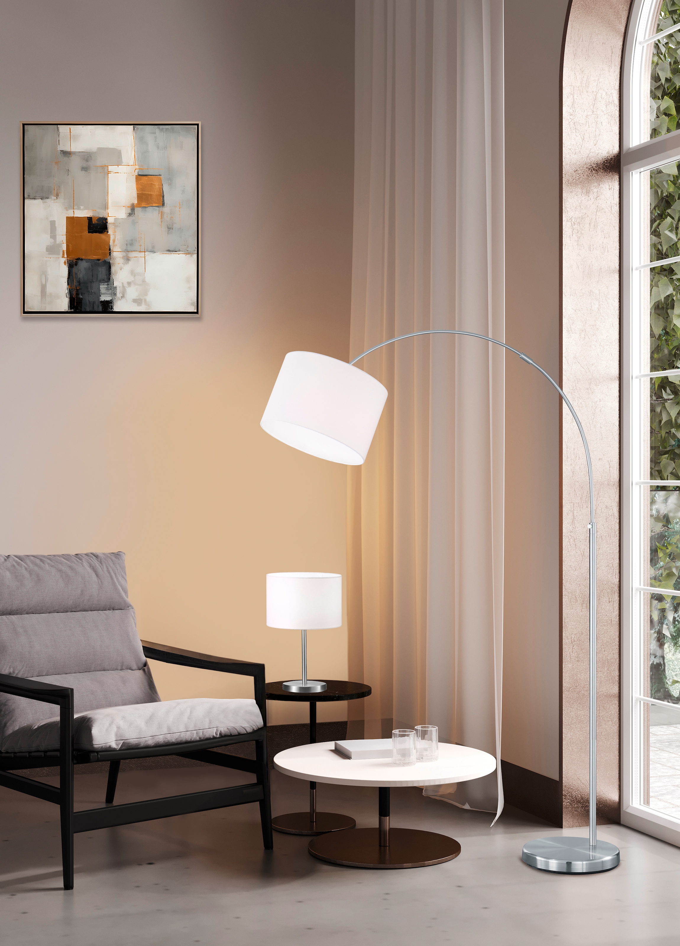 TRIO Leuchten Tischleuchte »Hotel«, 1 flammig, Leuchtmittel E14 | ohne Leuchtmittel, Schirm Ø 20cm, Höhe Lampe 32cm, ohne Leuchtmittel 170cm Anschlusskabel