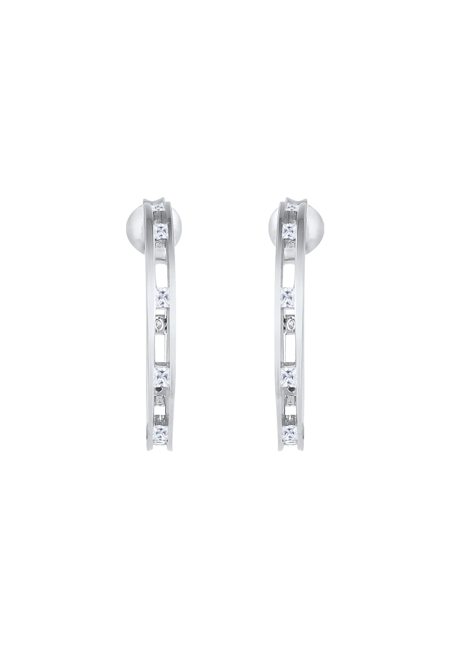 Elli Paar Ohrstecker »Creolen Stecker Zirkonia Viereck 925 Silber«