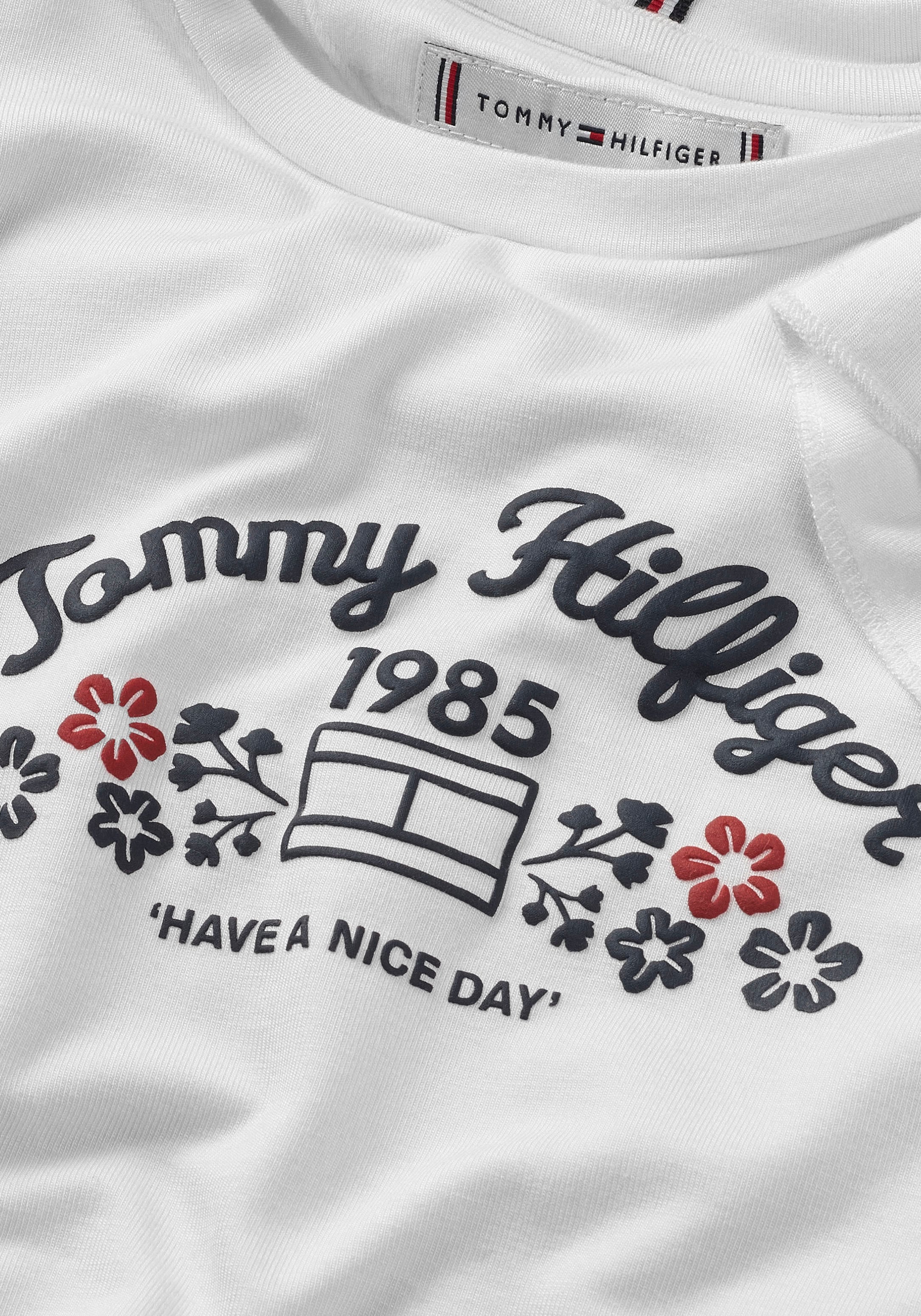 Tommy Hilfiger T-Shirt »FLOWER PUFF PRINT REG TEE SS«, Kinder bis 16 Jahre mit Markenprint