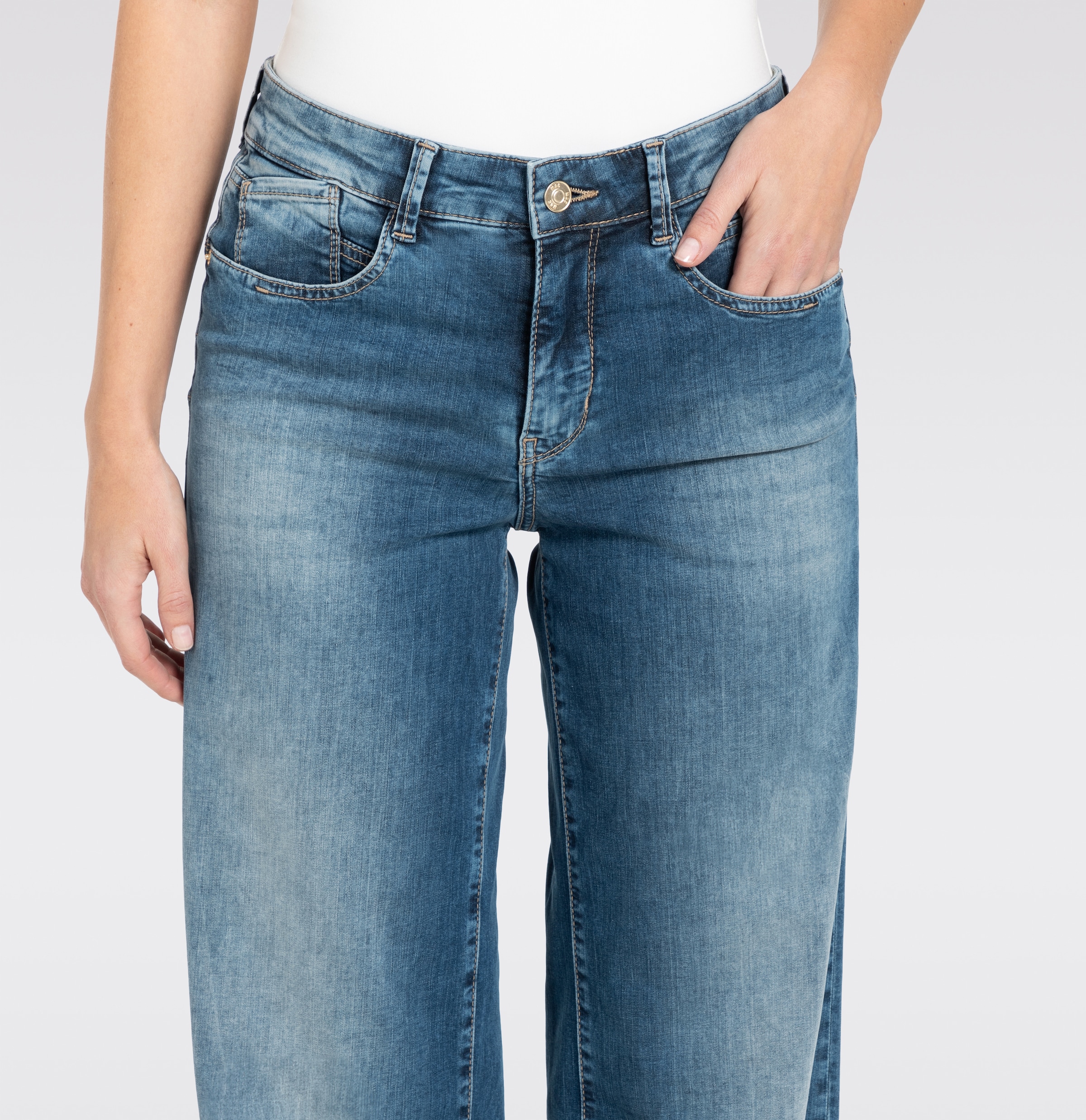 MAC Stretch-Jeans »RICH PALAZZO« Naht-Details an den Gesäßtaschen