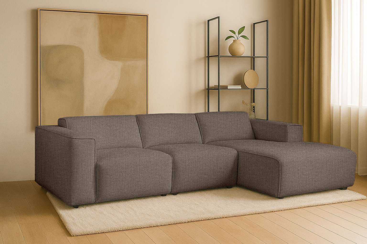 andas Ecksofa »Noord«, L-Form, mit Kedernaht, Breite 281 cm, Cord, Struktur günstig online kaufen