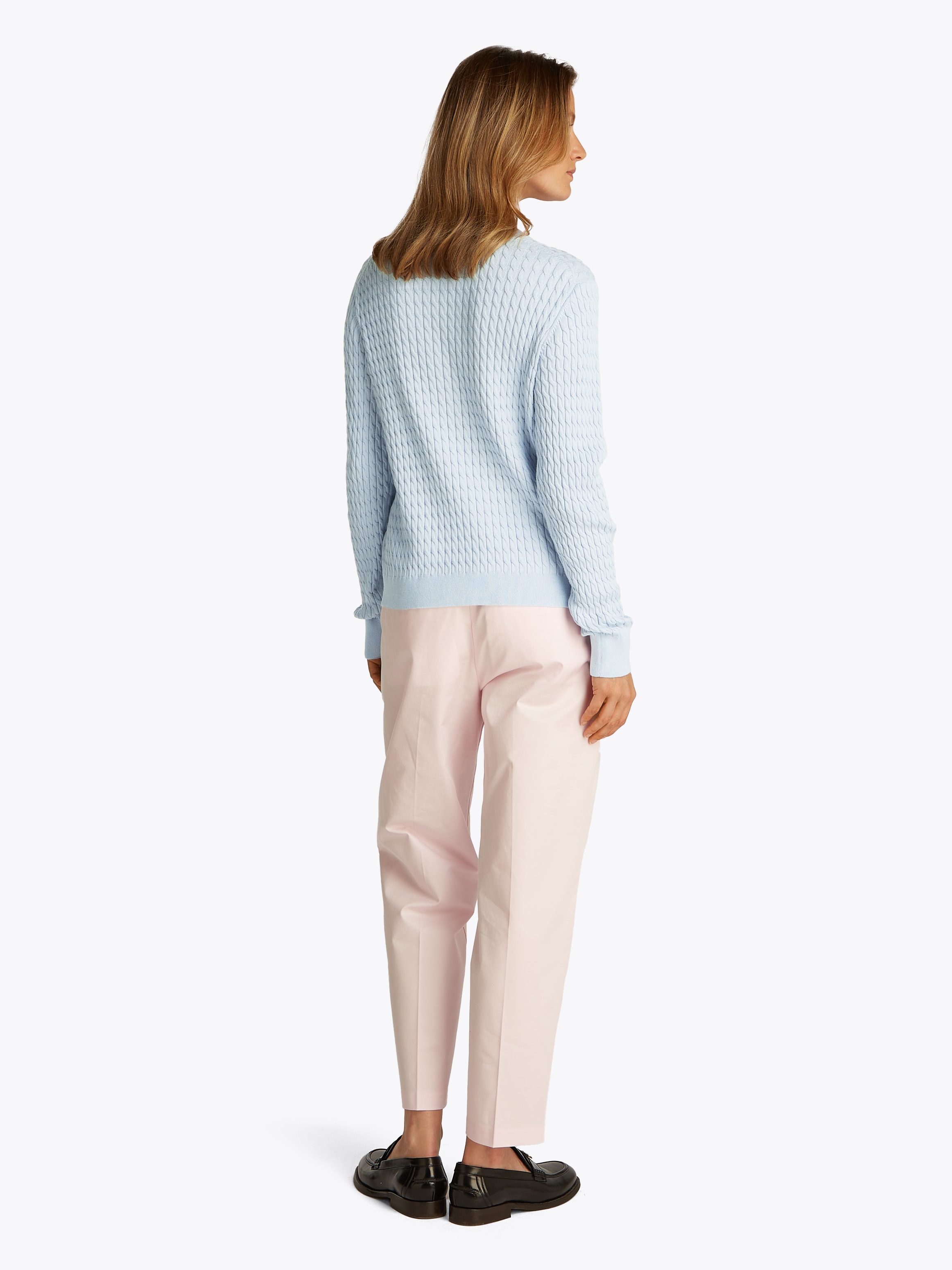 Tommy Hilfiger Rundhalspullover »CO CABLE C-NK LS SWEATER« Baumwolle, mit Zopfmuster, Regular Fit