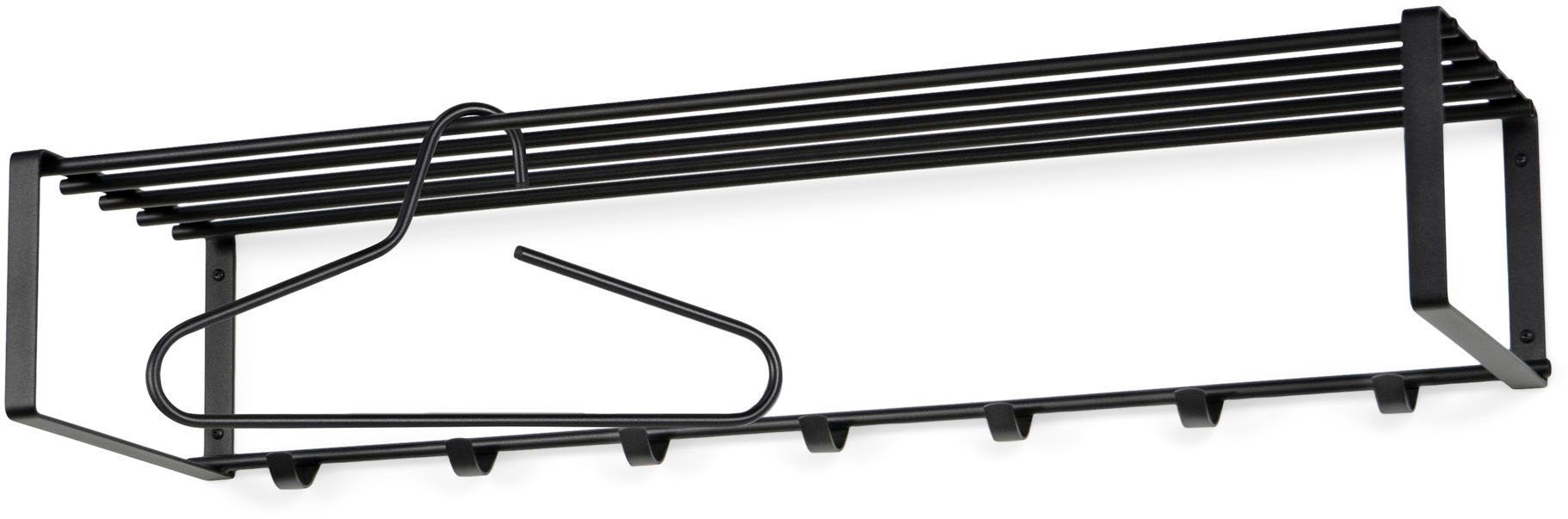Spinder Design Garderobenleiste »REX«, (1 St.), Wandgarderobe aus Stahl mit Hutablage und 5 bzw. 7 Haken