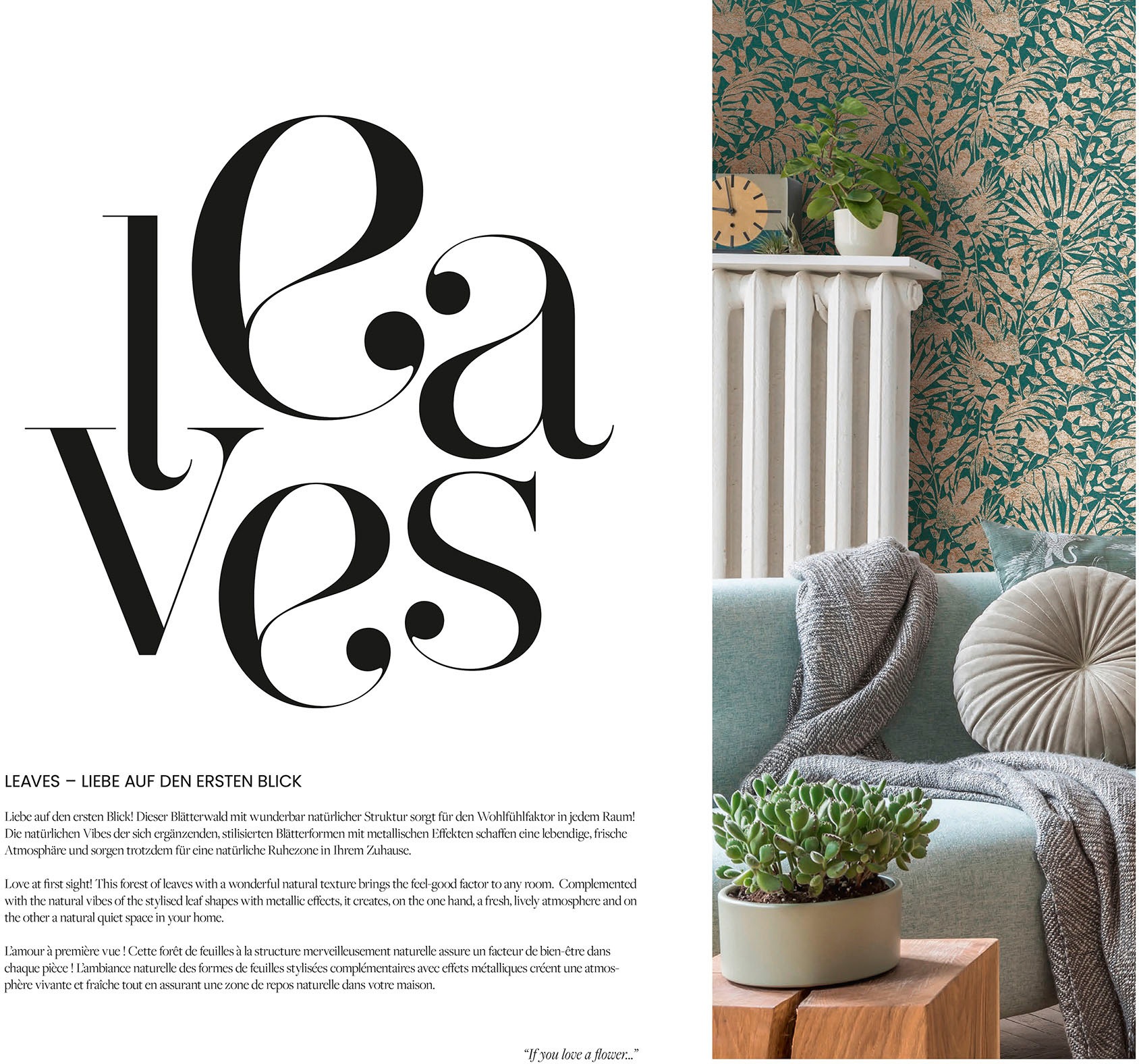 A.S. Création Vliestapete »THE BOS Floral Blätter«, glänzend-abstrakt-organisch, Florale Tapete Tapete Floral Tapeten Wohnzimmer Schlafzimmer Küche