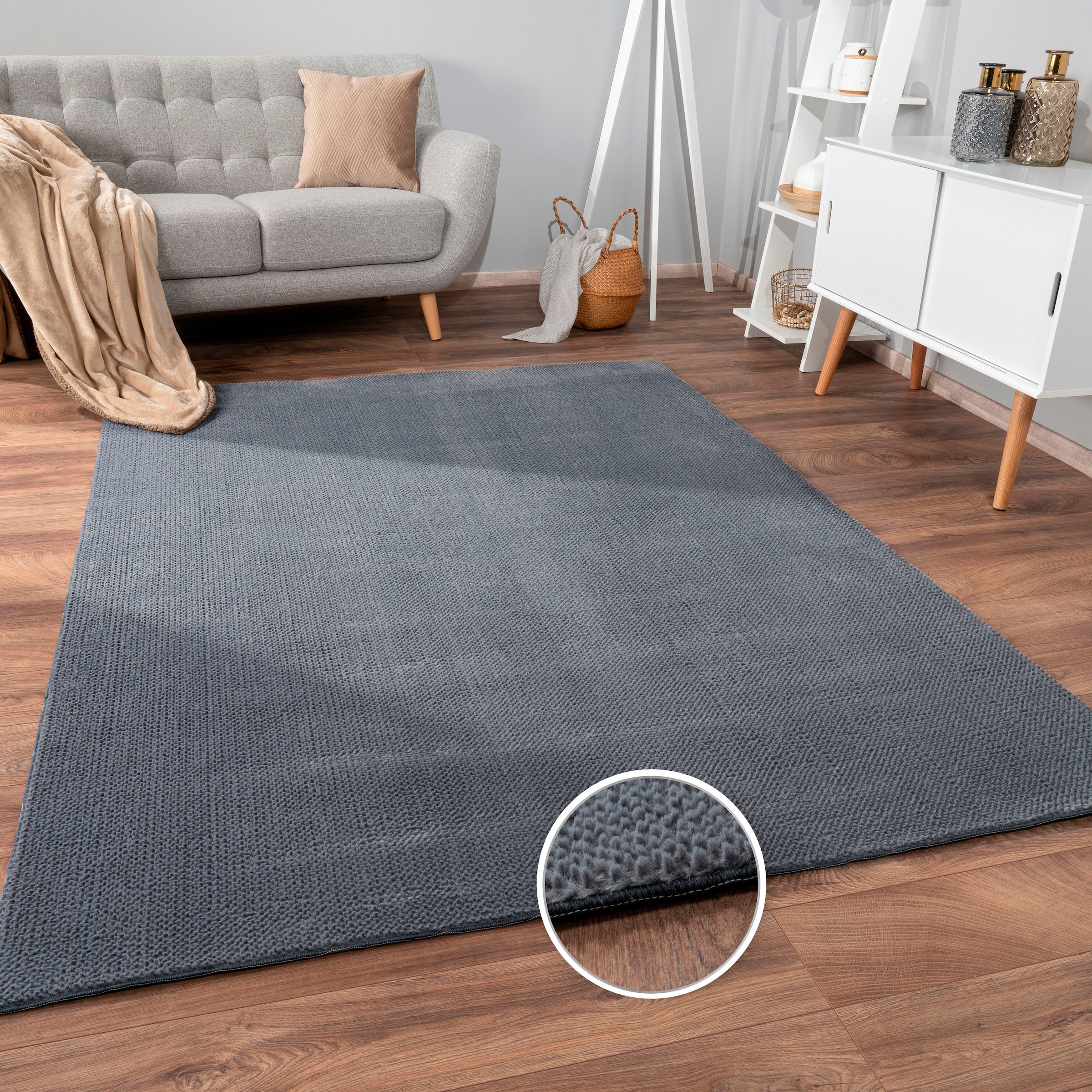 Paco Home Teppich »Sevilla Uni Wohnzimmer bestellen bequem & 521«, rechteckig, weich Effekt, Kurzflor, Hoch-Tief kuschelig, Farben, schnell und