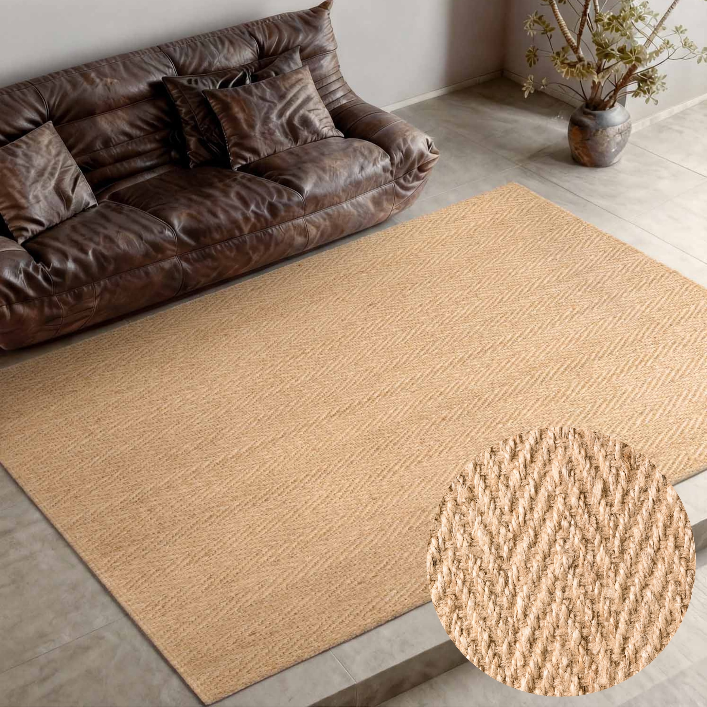 Villeroy & Boch Teppich »Mirabelle« rechteckig 10 mm Höhe Jute, Natur, Wohnzimmer, Esszimmer, Schlafzimmer, Fischgrätendesign