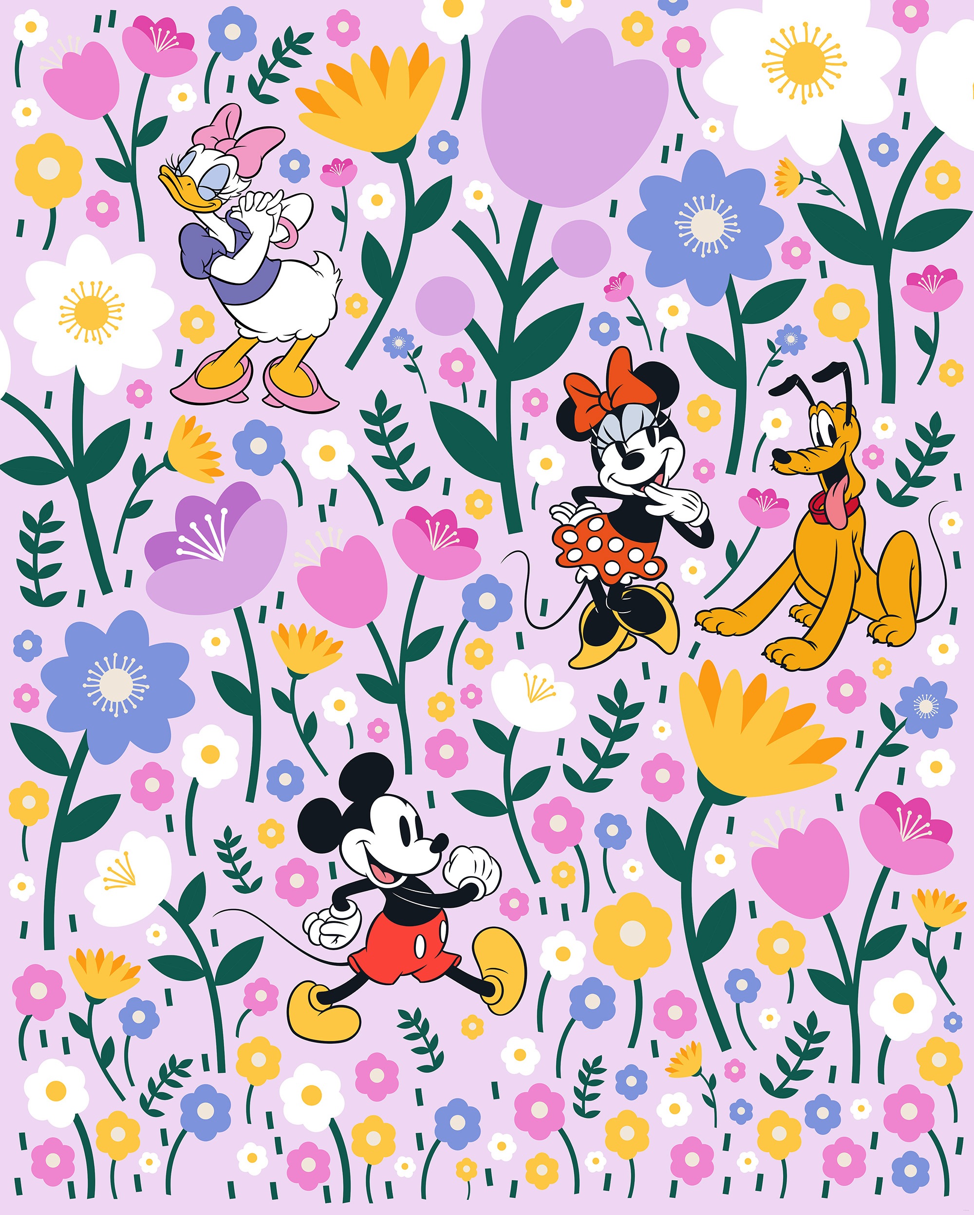 Komar Kindertapete »Disney Mickey Mouse and Minnie Mouse Botanical Spring«, günstig online kaufen