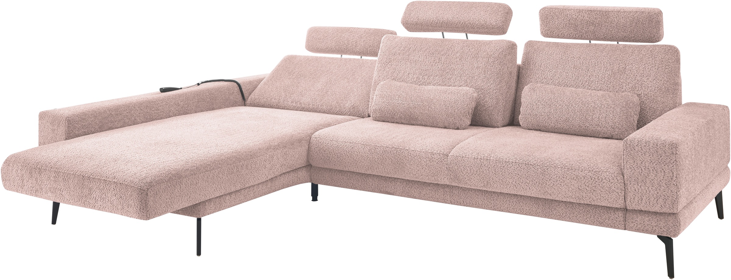set one by Musterring Ecksofa »SO 3600, inkl motor. Sitztiefenverstellung, Kopfstützen, Nierenkissen«, Sitzhöhe 44 cm, Federkern, Breite 293 x Tiefe 180 cm, Kama rose