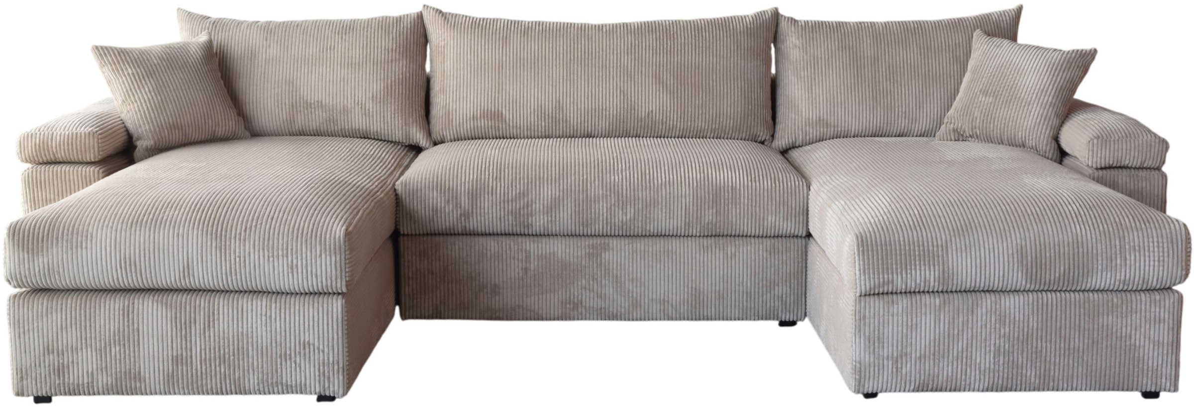 OTTO home Wohnlandschaft »Cosy U-Form, B: 309 cm, Sitzaufbau im Sandwich-Federkern« 2 Zierkissen, Mega-Sofa, Cord oder Struktur weich, Kaltschaumauflage