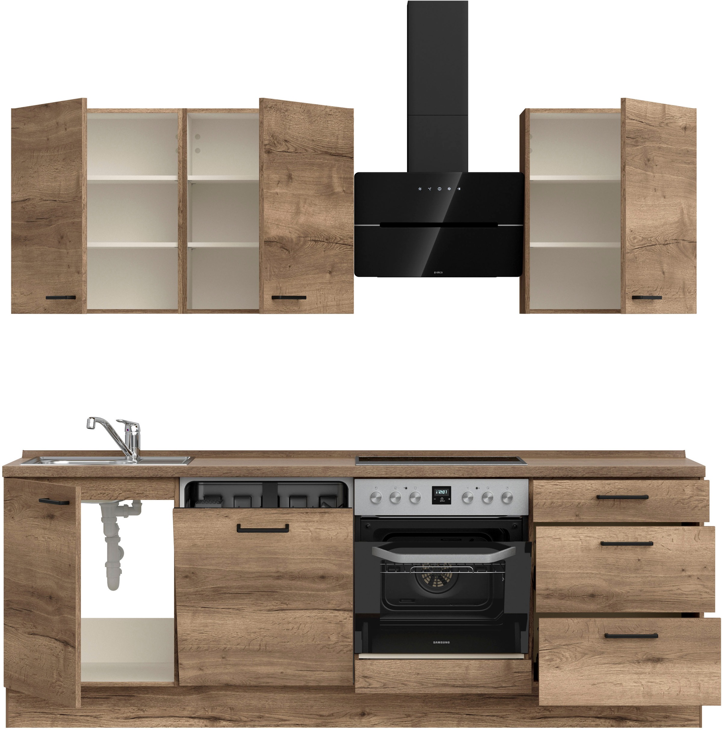 nobilia® Küchenzeile »"Structura II"«, vormontiert, Ausrichtung wählbar, Breite 240 cm, wahlw. mit E-Geräten