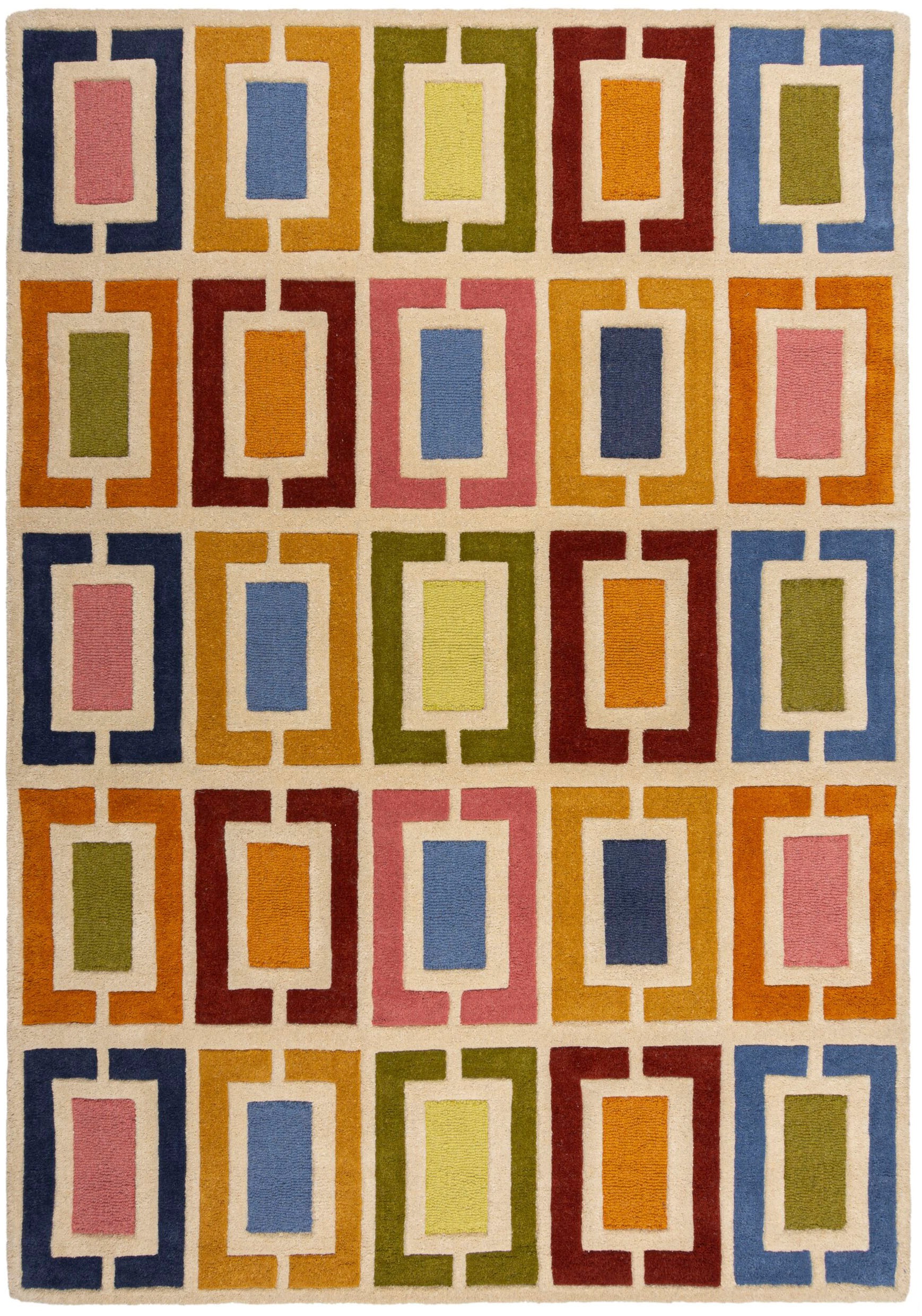 FLAIR RUGS Wollteppich »Retro Blocks mit Hoch-Tief-Effekt« rechteckig 10 mm günstig online kaufen