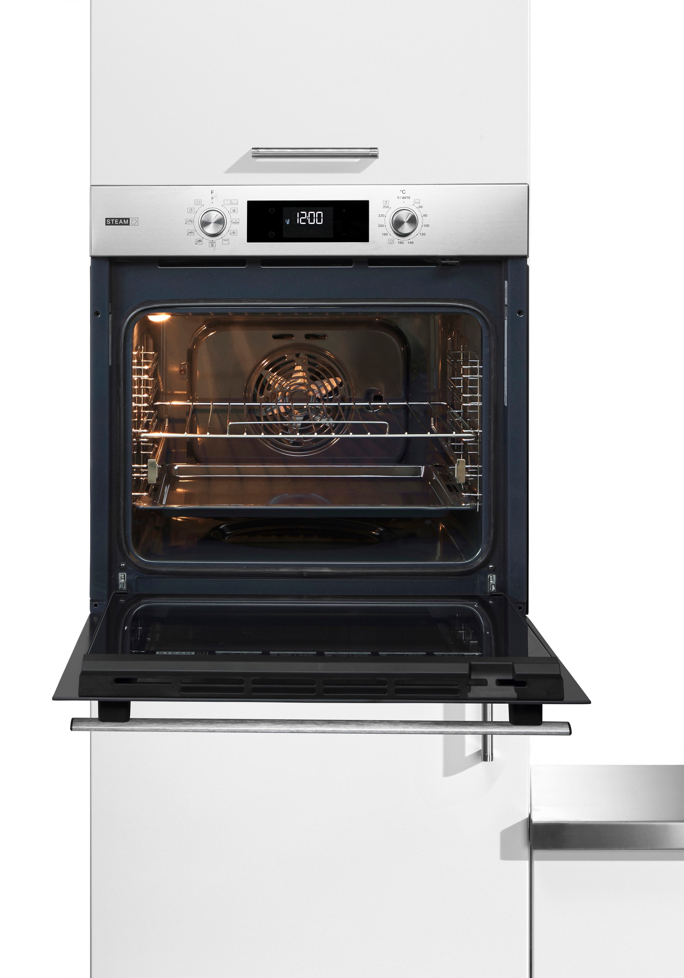 BAUKNECHT Einbaubackofen  »BBA2S85HU1«, mit 1-fach-Teleskopauszug, Gentle Steam