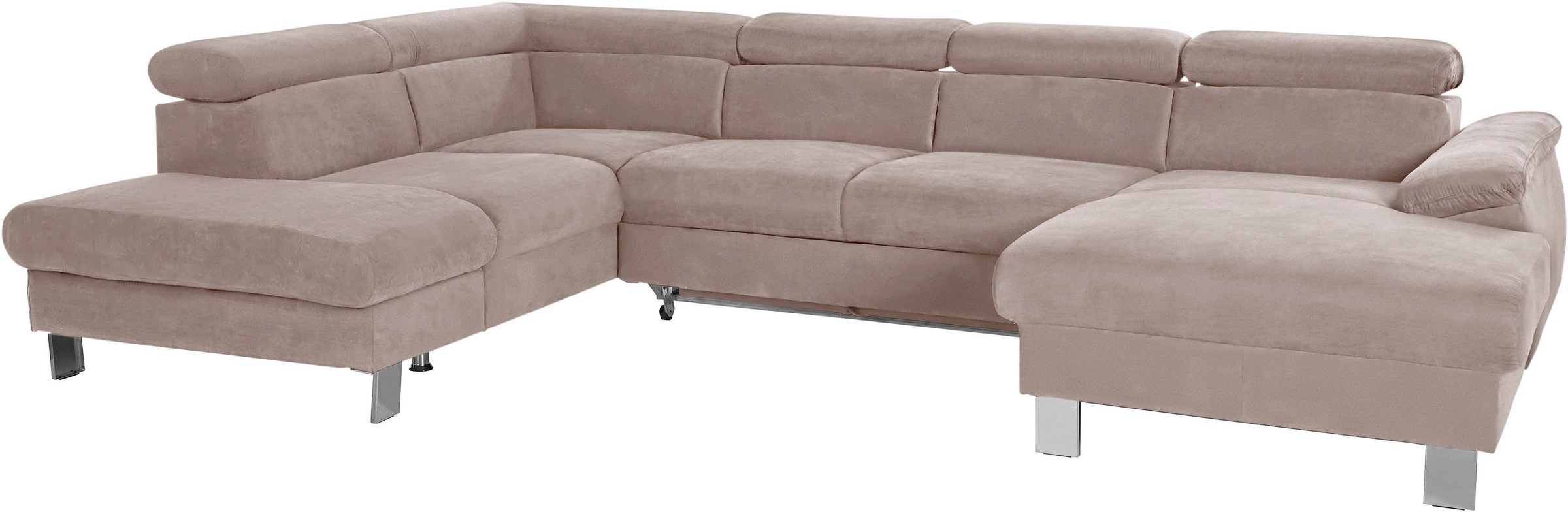 COTTA Polstergarnitur »Komaris U-Form«, (Set), Set bestehend aus: Wohnlandschaft mit Kopfteilverstellung & Hocker