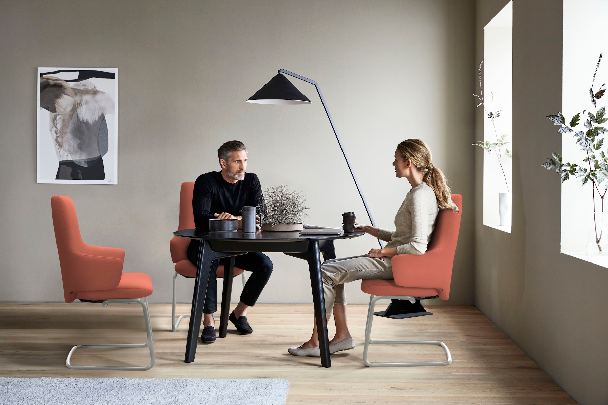 Stressless® Polsterstuhl »Laurel«, Leder PALOMA, High Back mit Armlehne, Größe L, mit Beinen aus Stahl in Schwarz matt