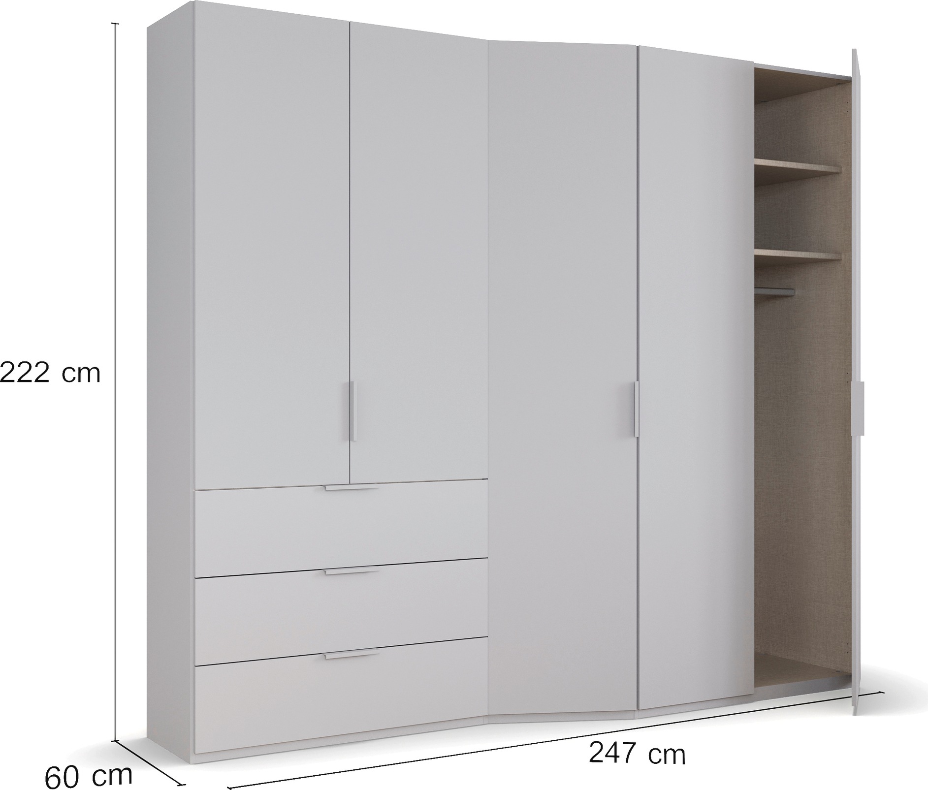 rauch Drehtürenschrank »Kleiderschrank Schrank Garderobe Wäscheschrank WAVE«, in 2 unterschiedlichen Tiefen, mit Soft-Close Funktion MADE IN GERMANY