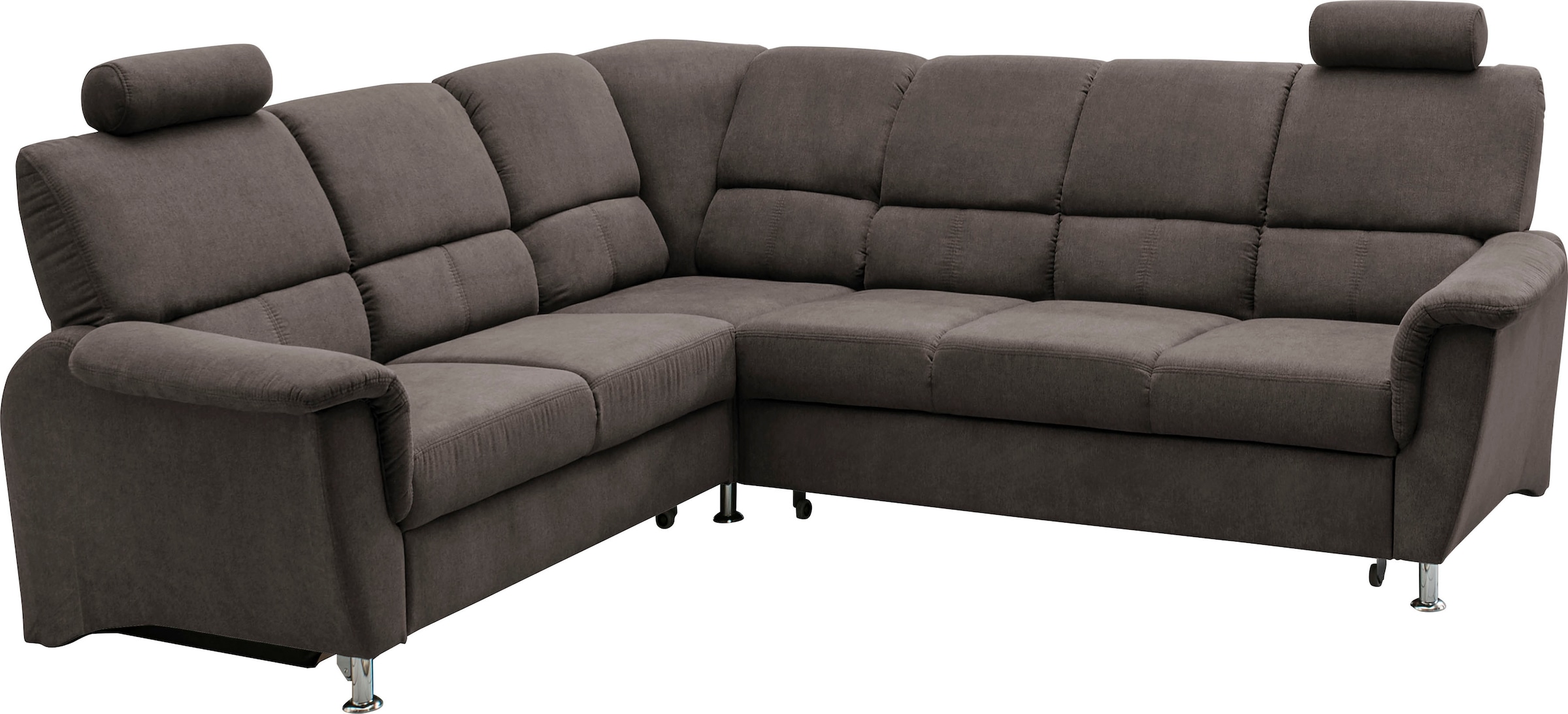 Home affaire Ecksofa »Pisa L-Form, mit Schlaffunktion, Stauraum, 2x höhenverstellbare«, Kopfstützen und Relaxfunktion im Eckelement