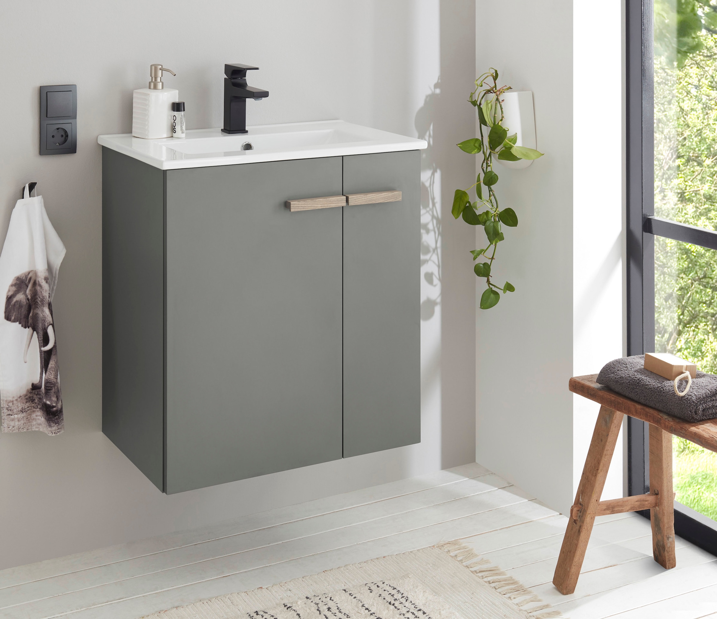 Places of Style Waschtisch »SOLiD, Unterschrank inkl. Waschbecken, Badschra günstig online kaufen