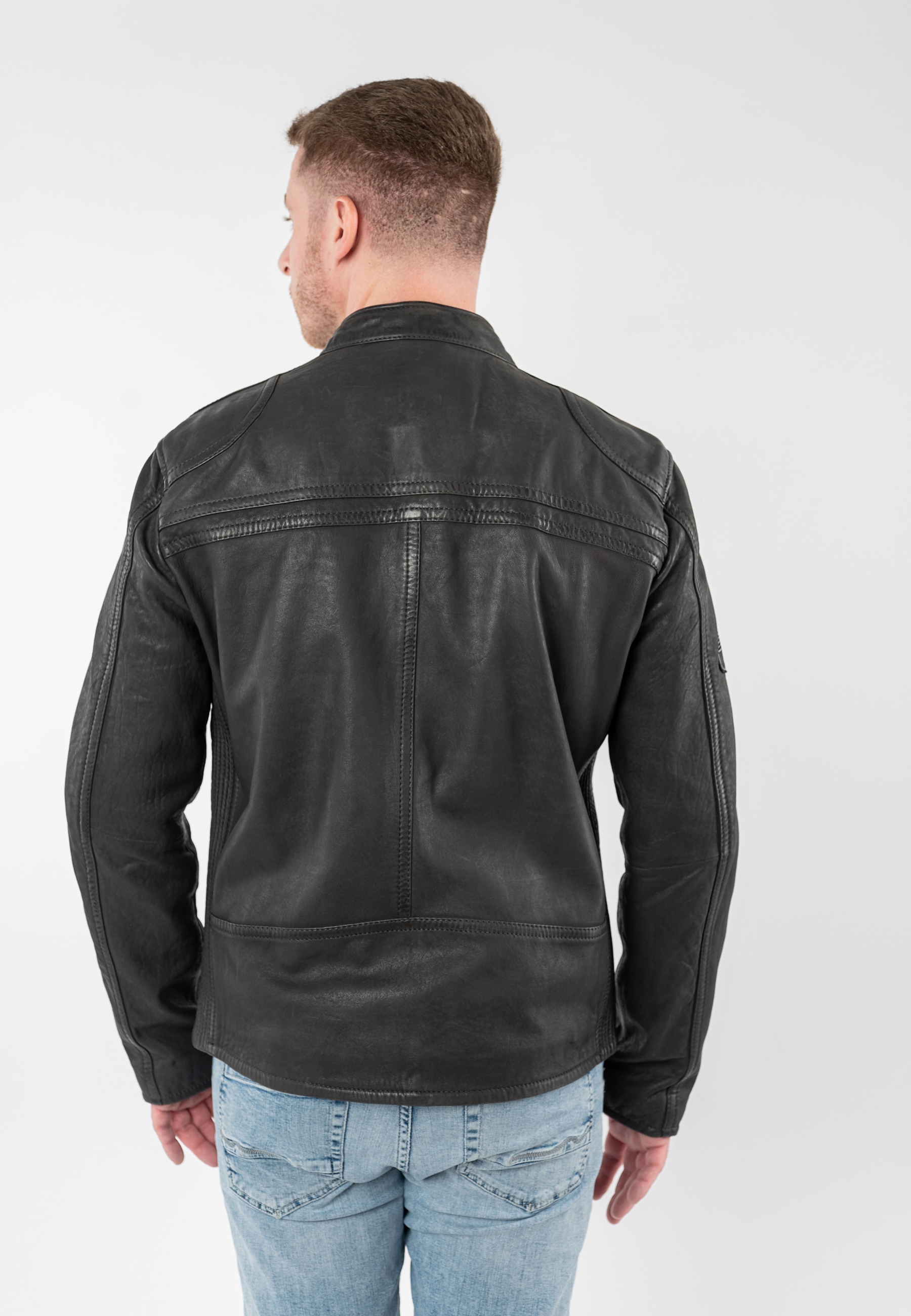 Mauritius Lederjacke »MMTorbu« mit Lederbadges im Racing-Stil