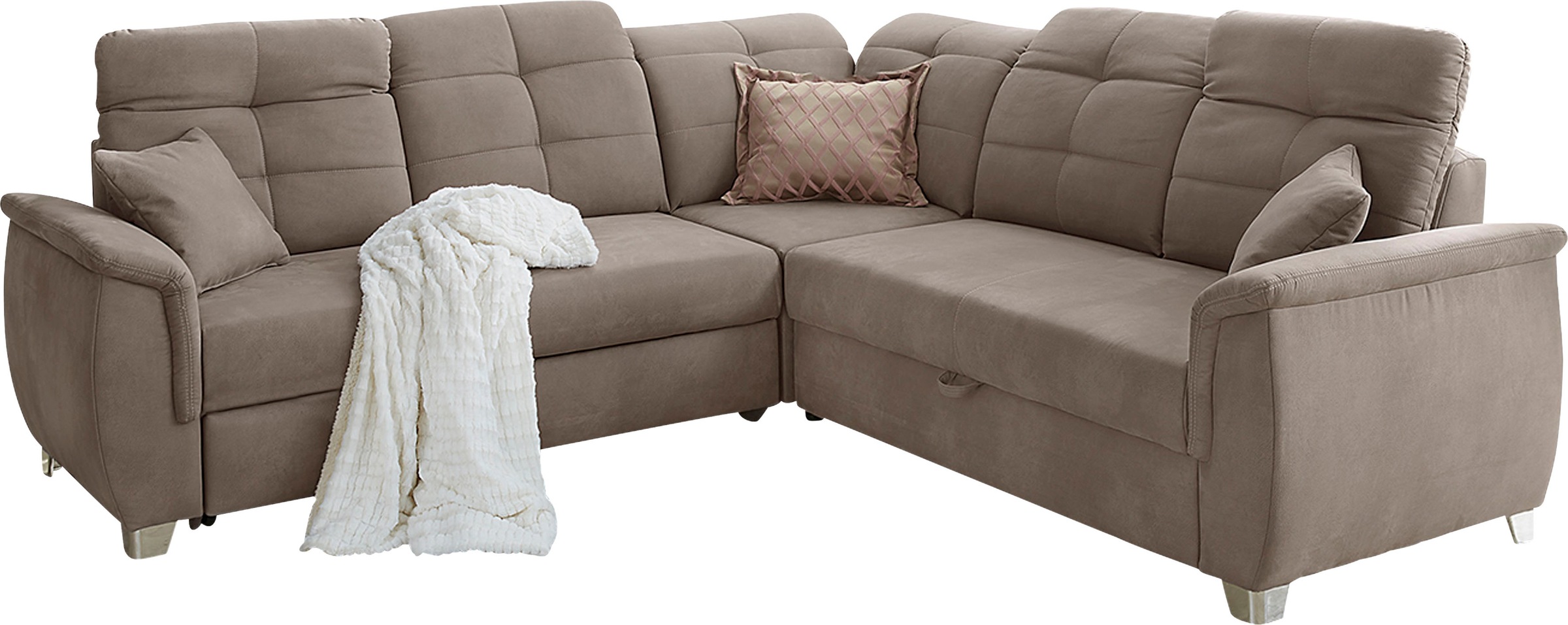 Jockenhöfer Gruppe Ecksofa Udine, verstellbare Kopfteile, Gästebett- und Relaxfunktion