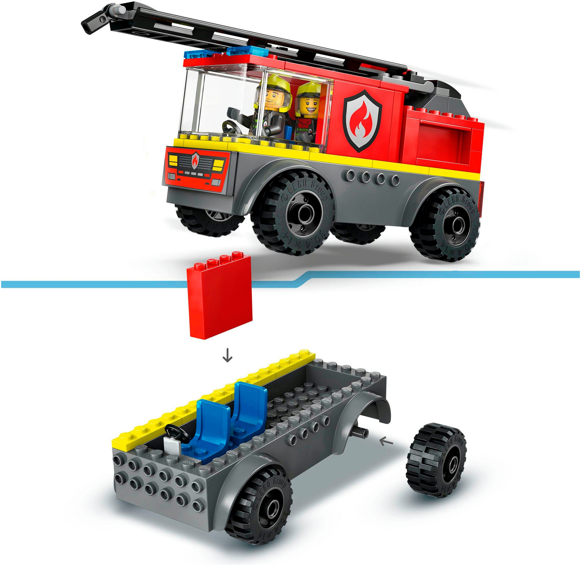 LEGO® Konstruktionsspielsteine »Feuerwehrleiterfahrzeug (60463), LEGO City«, (82 St.), Made in Europe