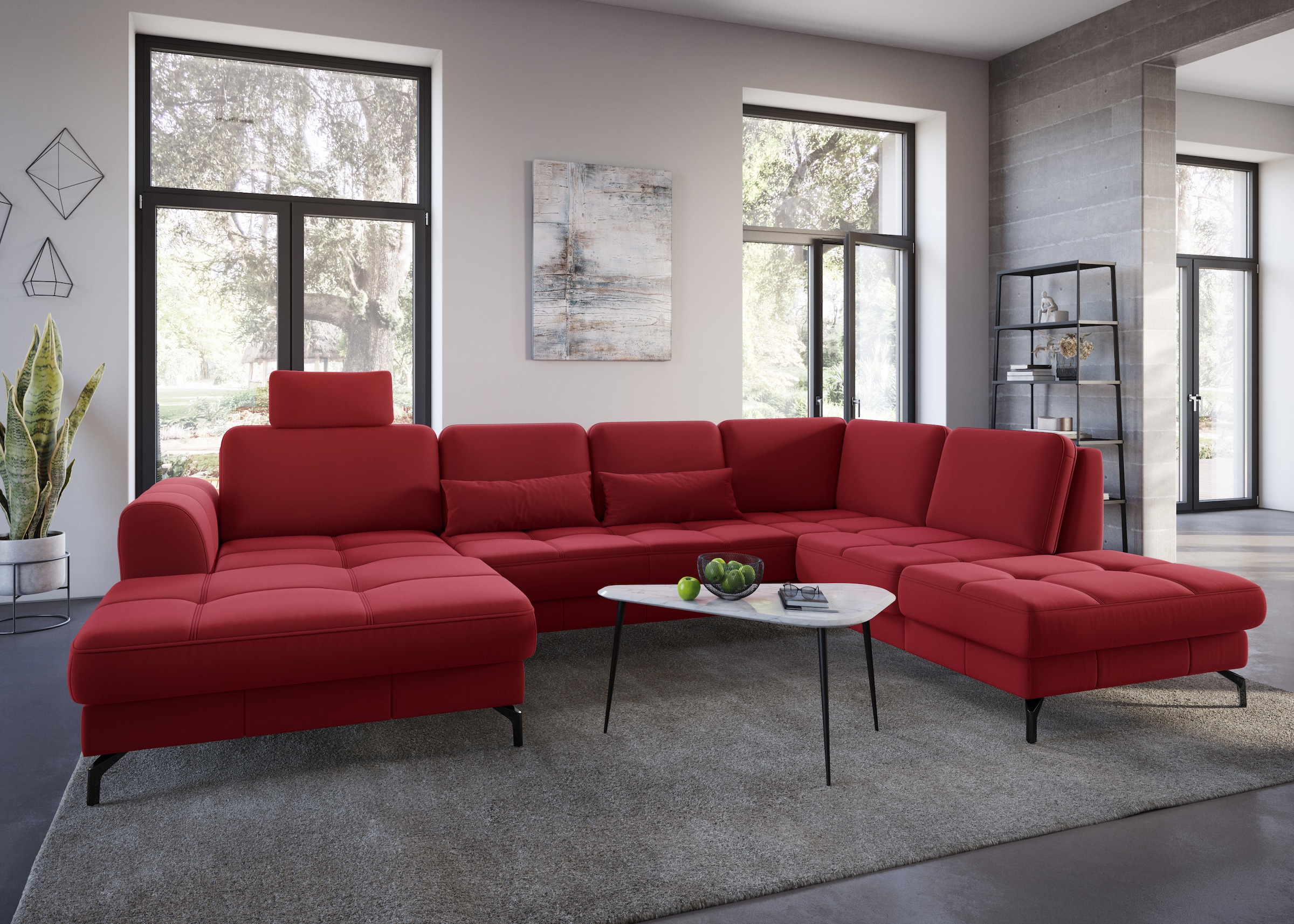 sit&more Wohnlandschaft »Bendigo U-Form«, inklusive Sitztiefenverstellung, Bodenfreiheit 12 cm, in 2 Fußfarben