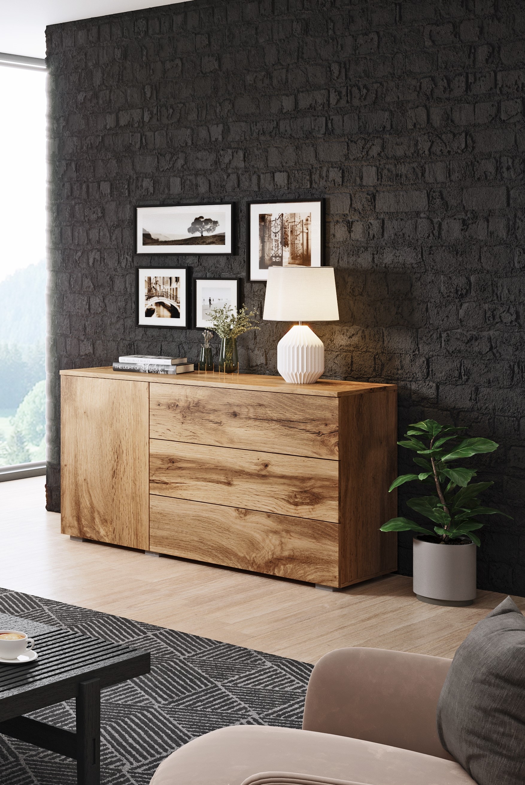 INOSIGN Sideboard »PARIS«, (1 St.), Moderne 110cm breite grifflose Kommode, vielseitig einsetzbar
