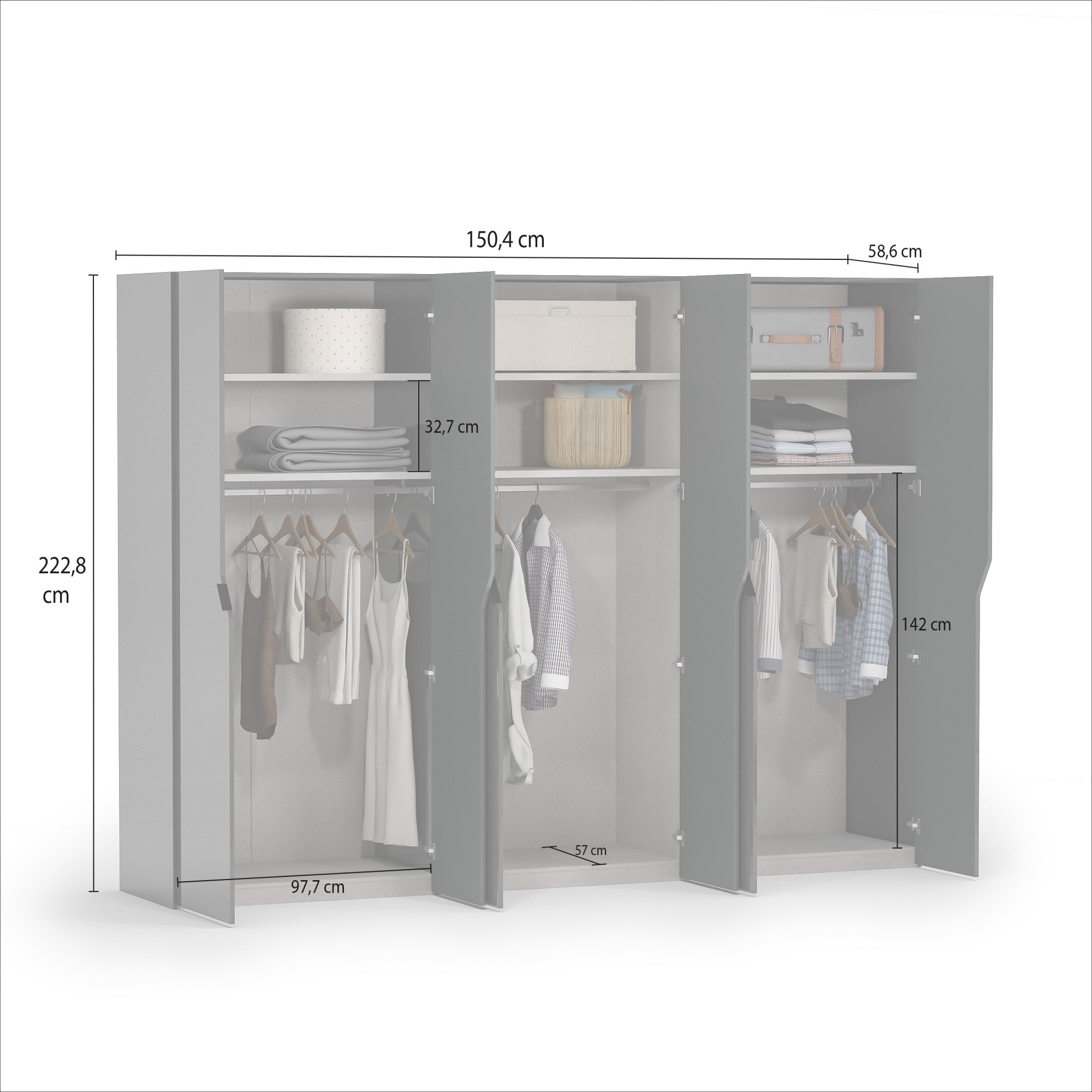 INOSIGN Kleiderschrank »AMETISTA, Drehtürenschrank, designgeformten Fronten«, Made in Italy, hochglanz lackiert, Basisausführung, Zubehör extra