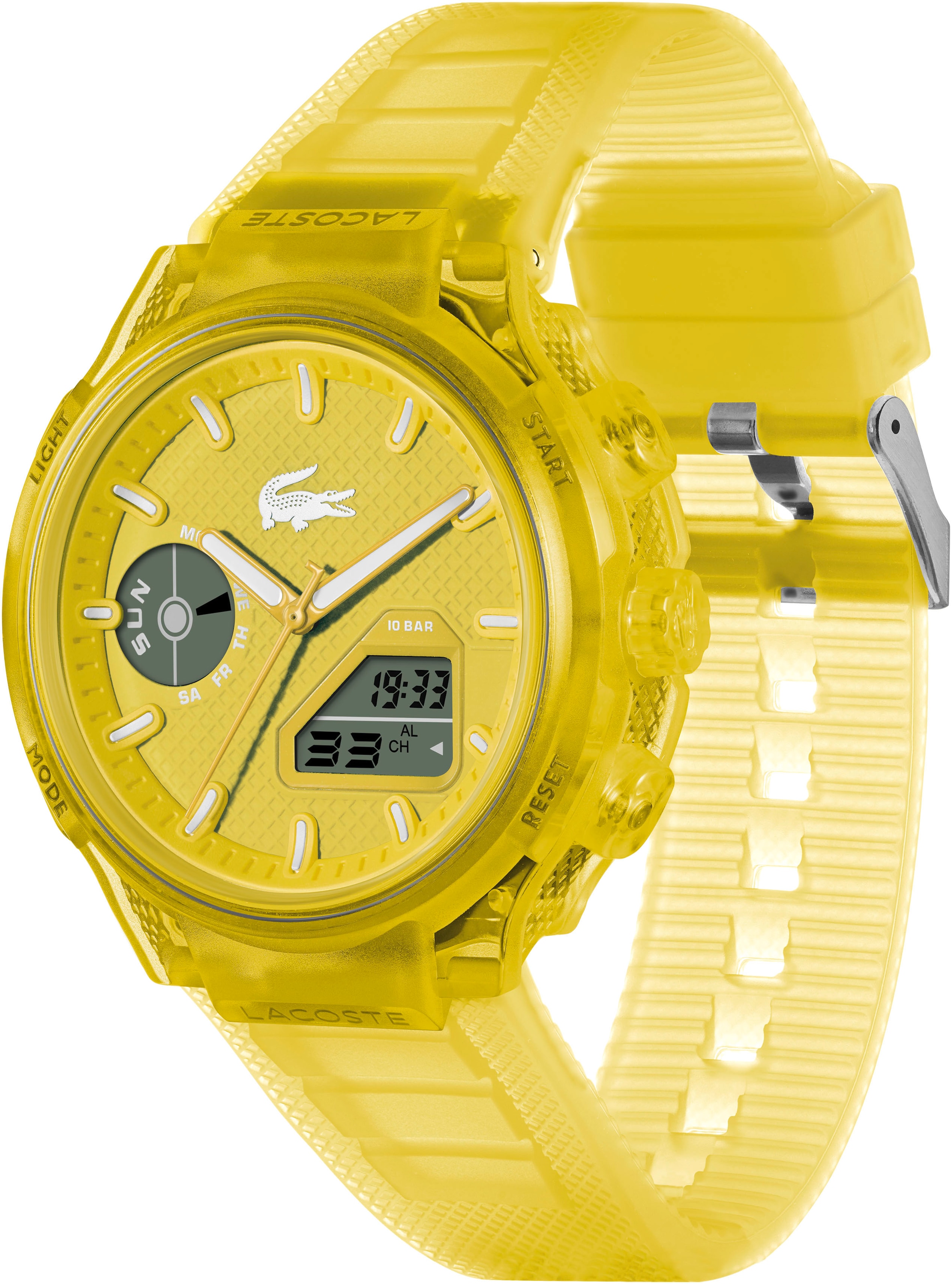 Lacoste Quarzuhr »LC33«, Armbanduhr, Herrenuhr, Silikonarmband, analog, digital, Wochentag