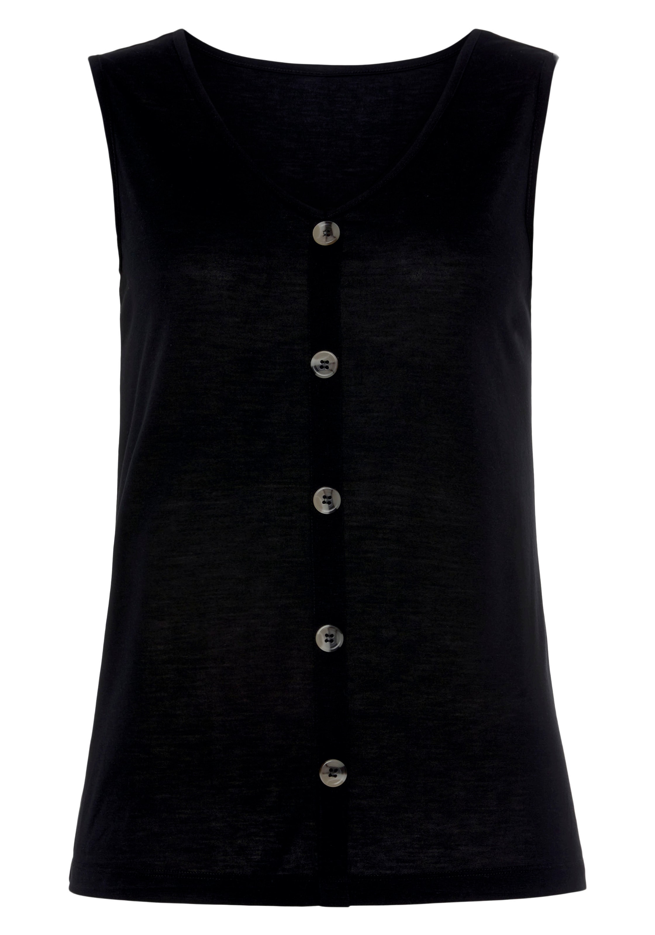 LASCANA Shirttop »mit Zierknopfleiste«, (2er-Pack), aus pflegeleichter Qualität