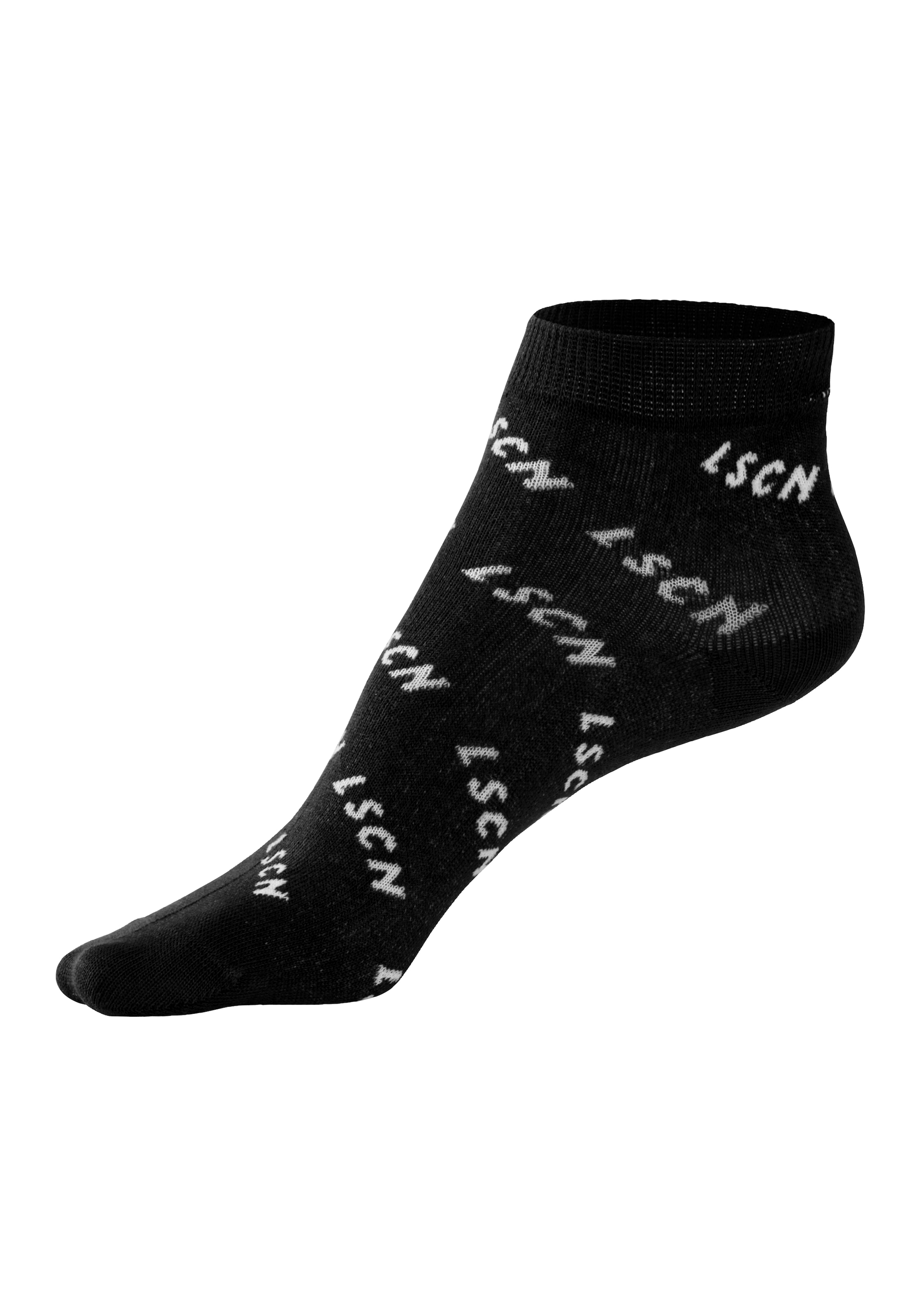 LSCN by LASCANA Kurzsocken, (Packung, 3 Paar), all over Logo Schriftzug