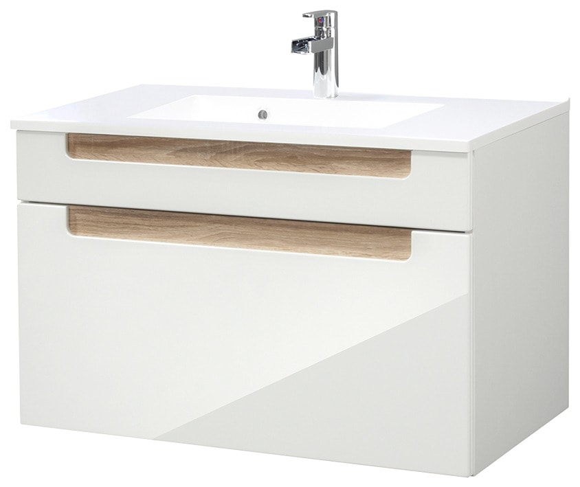 welltime Badmöbel-Set »Siena«, (2 St.), Breite 80 cm, Waschtisch mit Mineralgussbecken