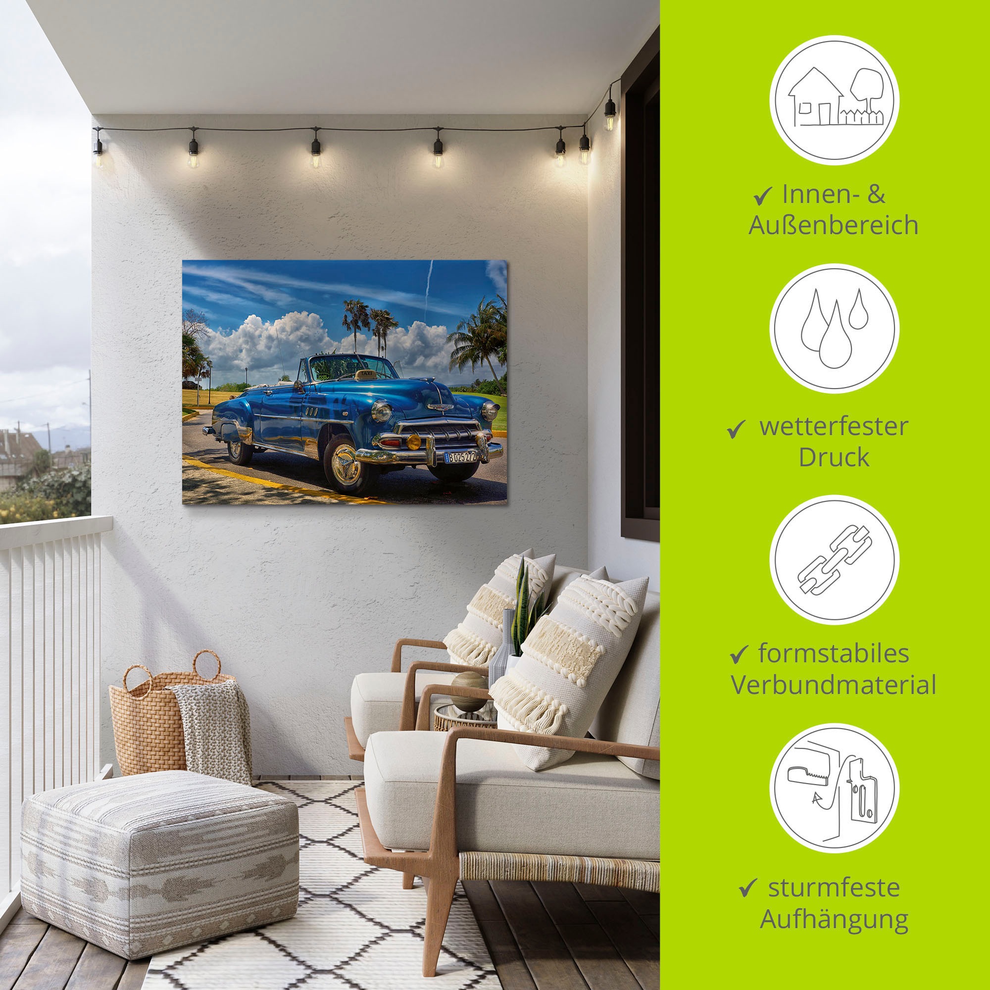 Artland Wandbild »Havanna Flair«, Auto, (1 St.), als Alubild, Outdoorbild, Leinwandbild, Poster, Wandaufkleber