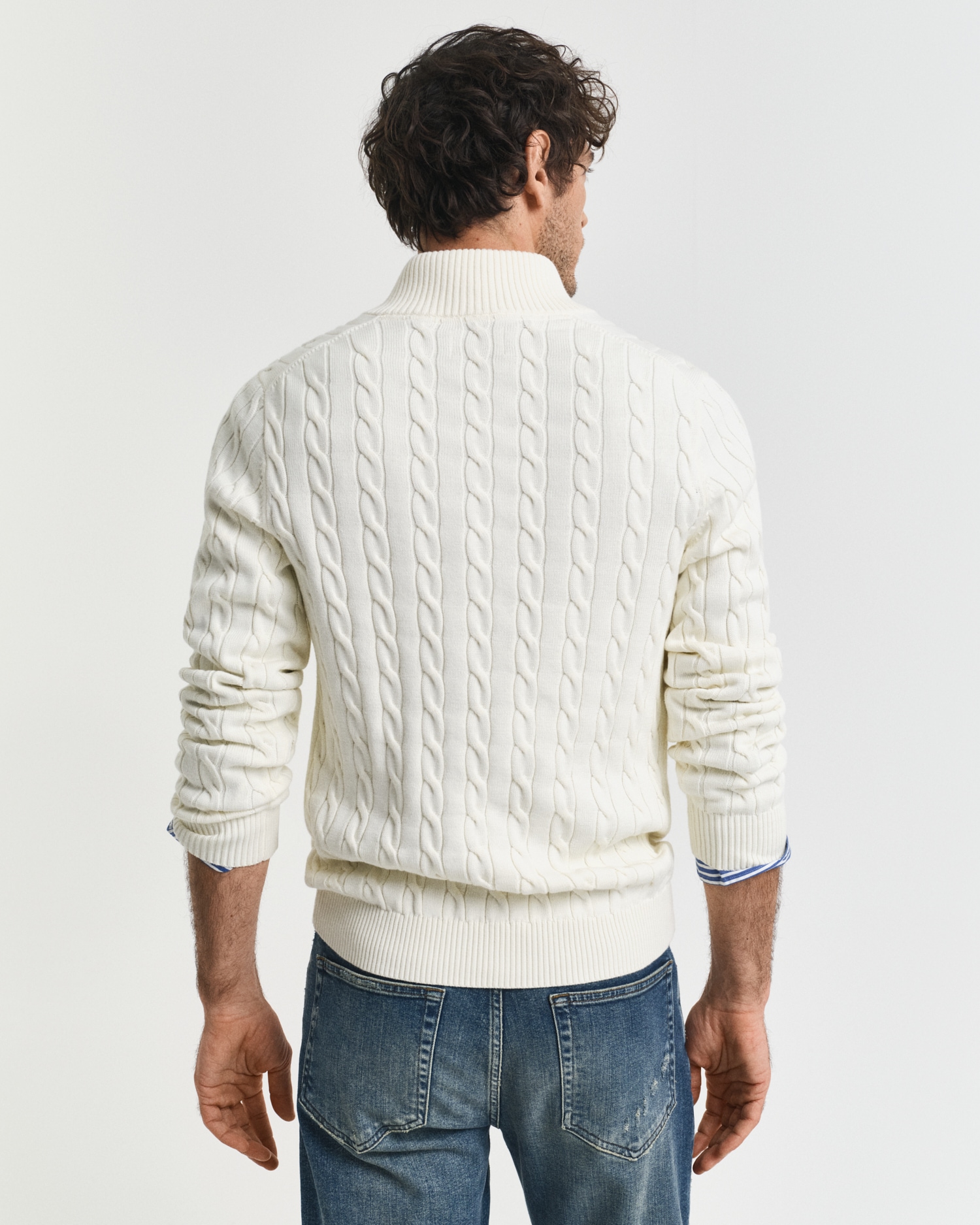 Gant Strickpullover »COTTON CABLE HALF ZIP« Mit Rundhalsausschnitt