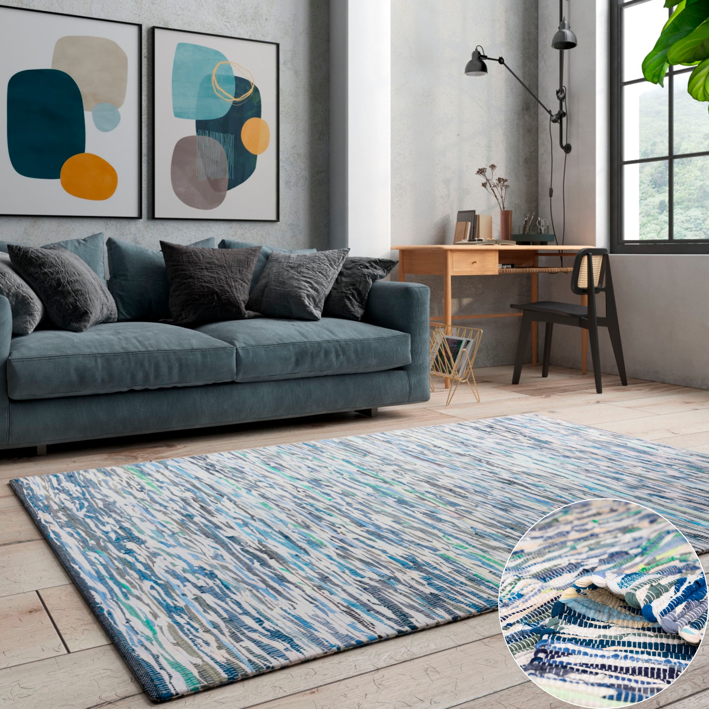 my home Teppich »Bente«, rechteckig, 10 mm Höhe, Handweb Teppich, 90% Baumw günstig online kaufen