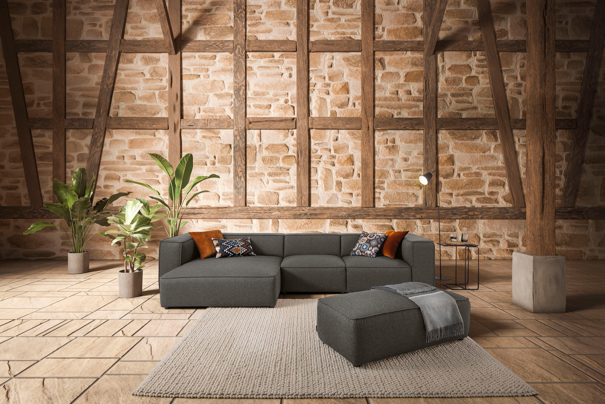 W.SCHILLIG Ecksofa »around-the-block«, mit eleganter Biese, mit Federkern, günstig online kaufen