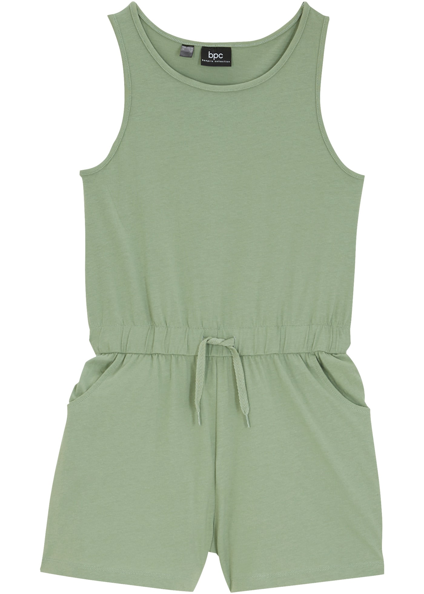 bonprix Jumpsuit bequemer Schnitt, elastische Taille mit Kordelzug, ärmellos