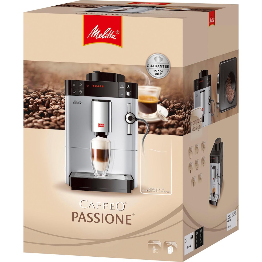 Melitta Kaffeevollautomat »Passione® One Touch F53/1-101, silber«, Tassengenau frisch gemahlen, Service-Taste für Entkalkung & Reinigung