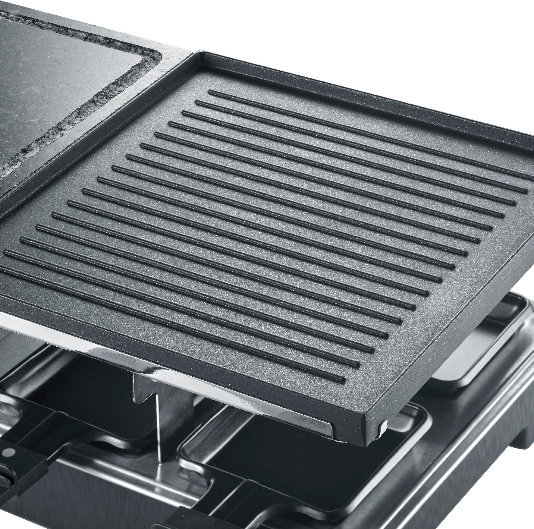 Severin Raclette »RG 2376 mit Naturgrillstein und Grillplatte«, 8 St. Raclettepfännchen, 1300 W