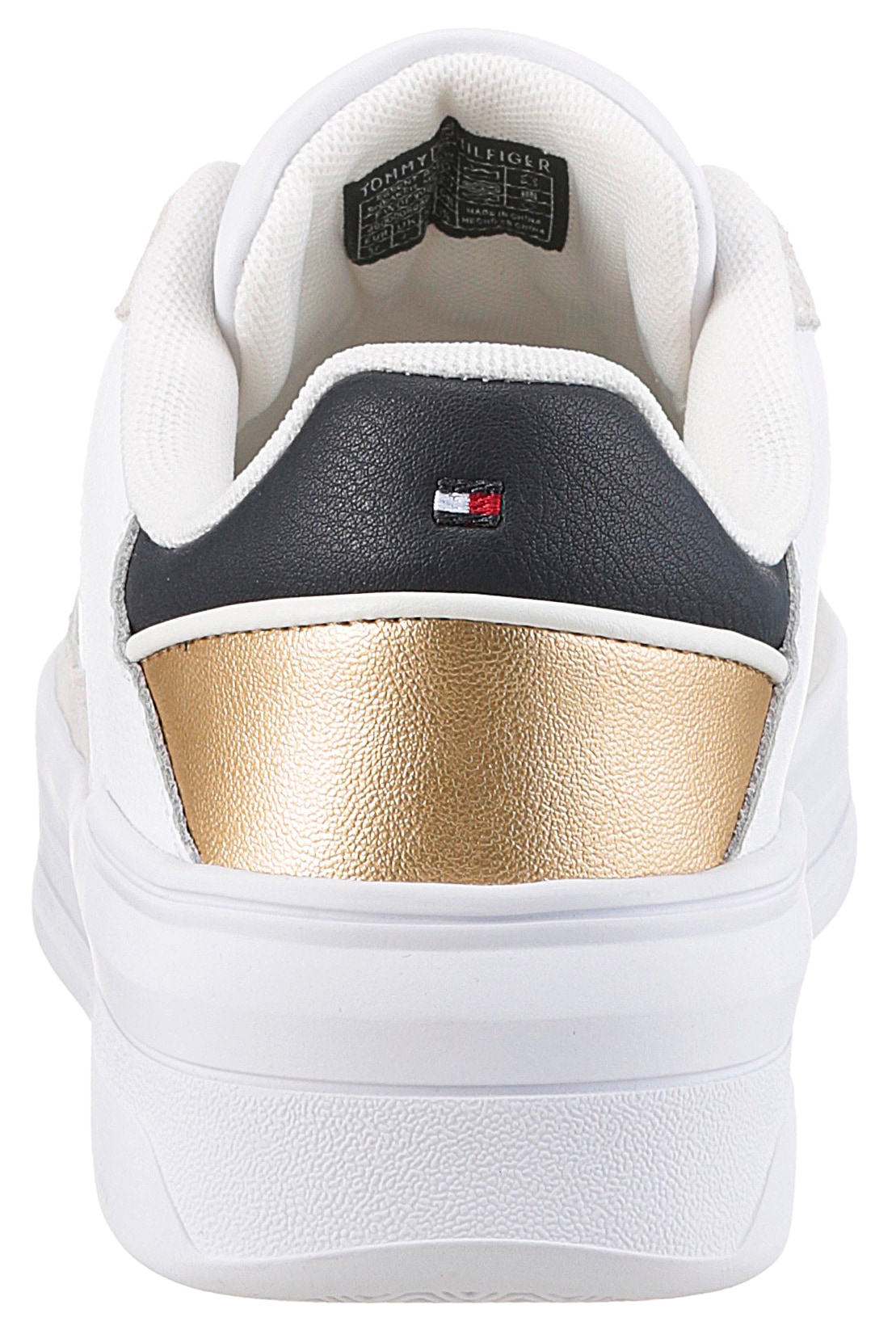 Tommy Hilfiger Plateausneaker »ESSENT BASKET SNEAKER METALLIC«, Freizeitschuh, Halbschuh, Schnürschuh mit seitlicher Logoflagge