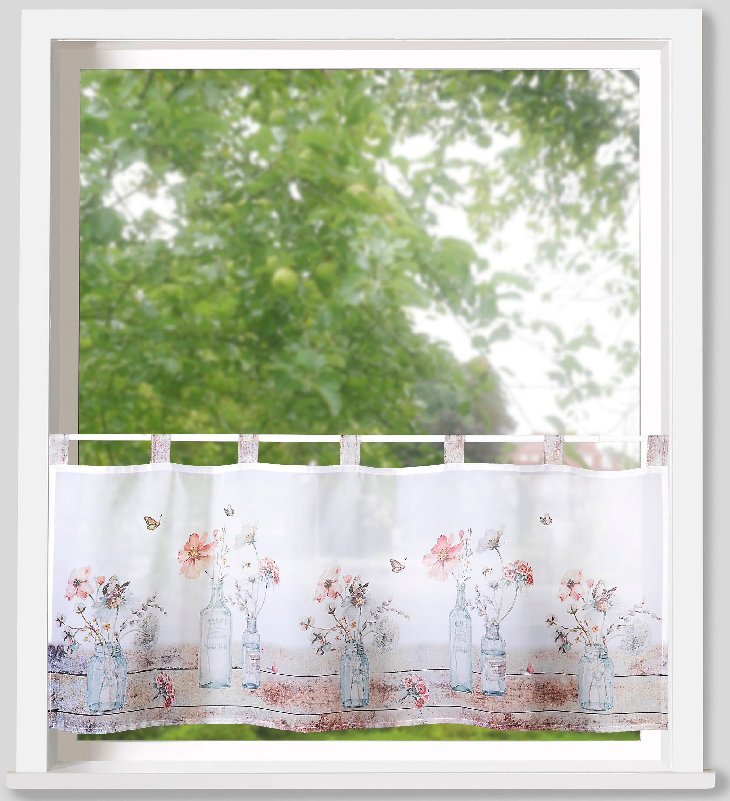 Weckbrodt Scheibengardine »Alva«, (1 St.), Bistro, Voile, bedruckt, floral, HxB 45x120cm, Gardine, Store