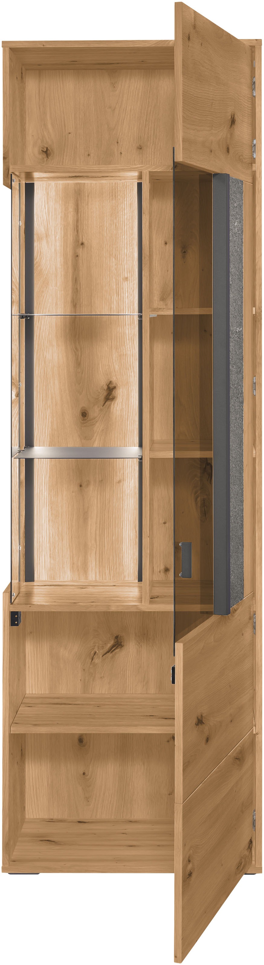 set one by Musterring Vitrine »Deltona«, mit Sandsteinelement, inkl. Beleuchtung, zwei Farben, B64 x H204 cm