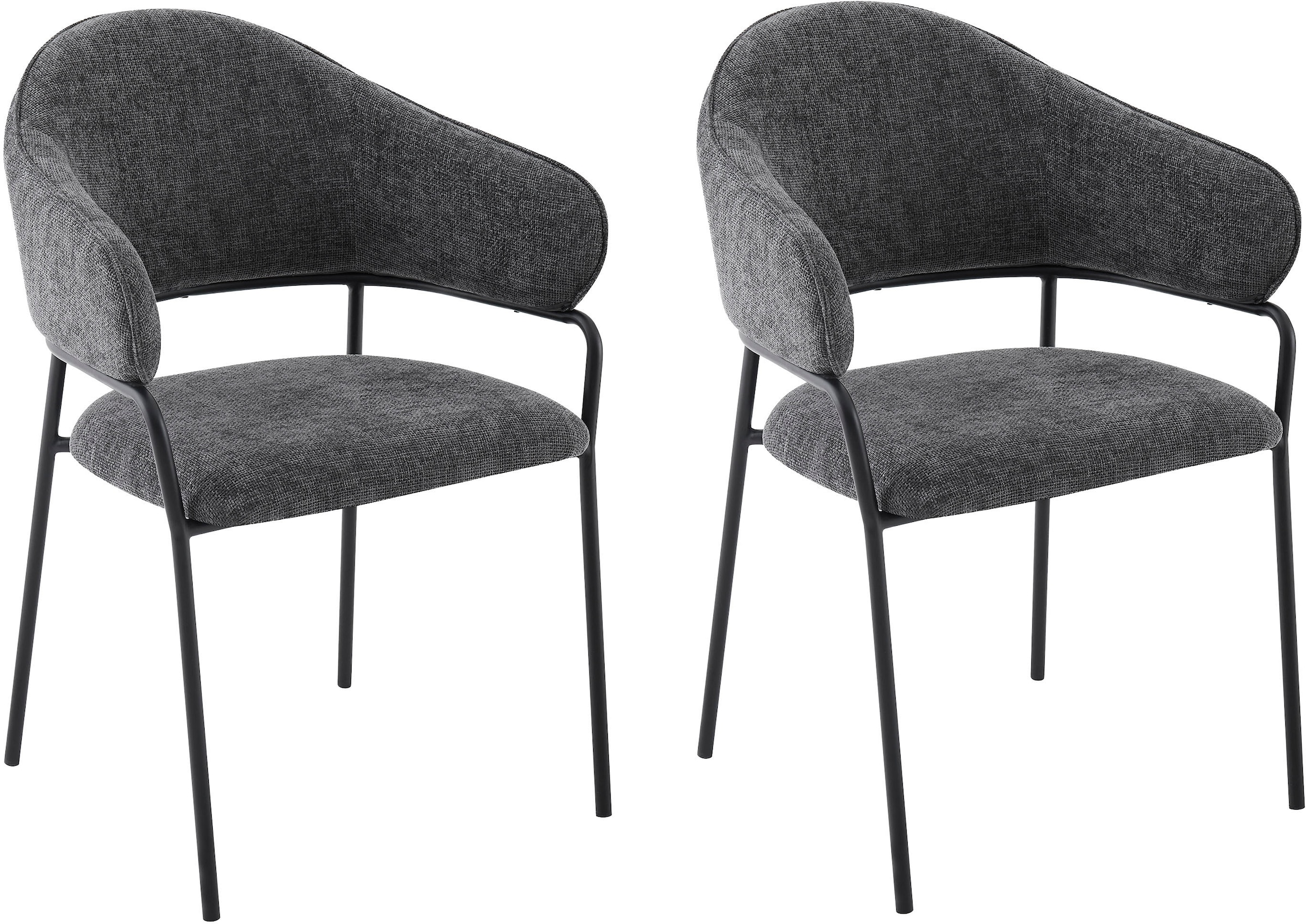 byLIVING Esszimmerstuhl »Curve« (Set) 2 Stk. Webstoff moderner Stoff Stuhl günstig online kaufen