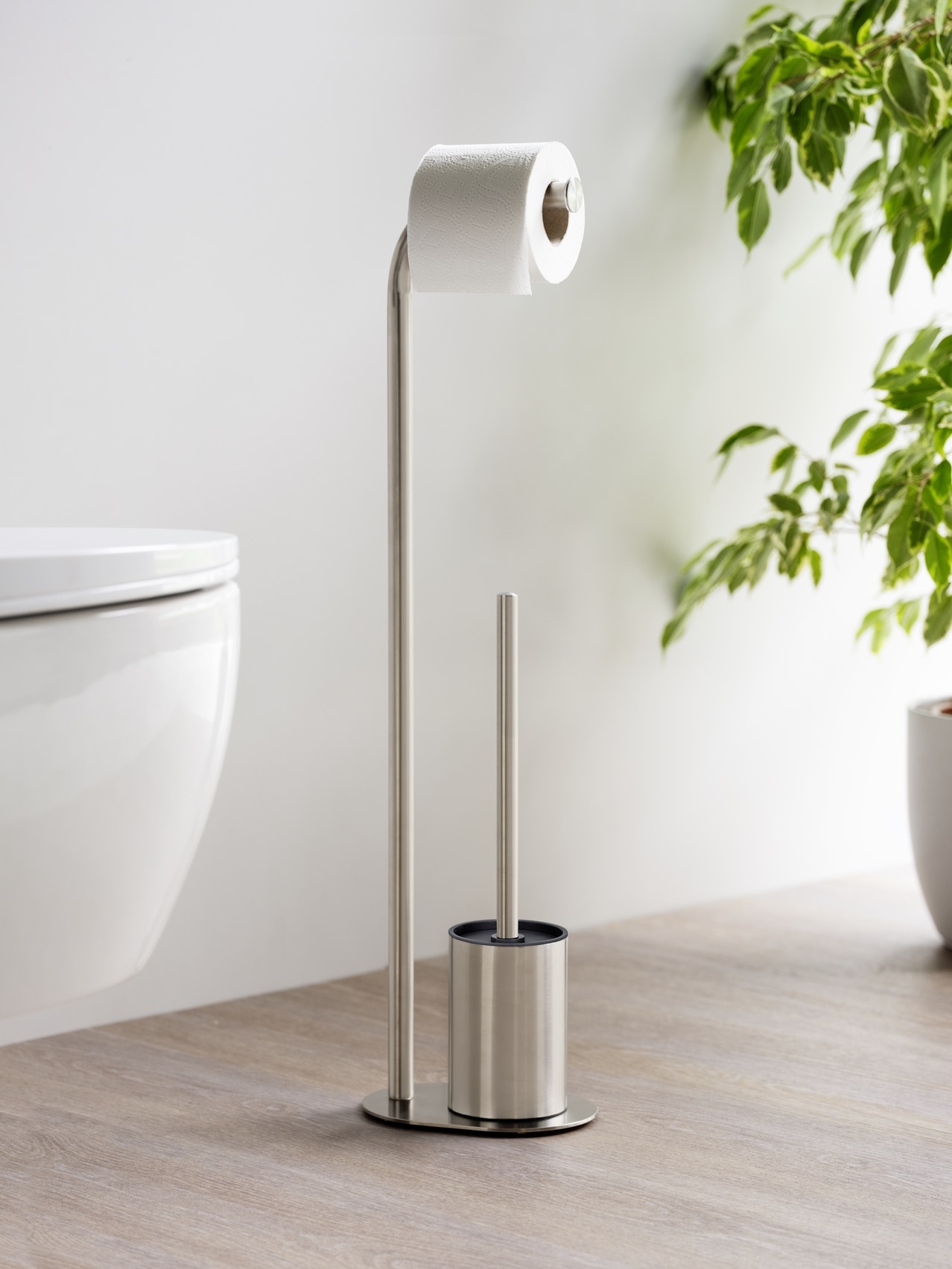 WENKO WC-Garnitur »Levante« aus Edelstahl freistehender Toilettenpapierhalter mit WC-Bürste, Edelstahl rostfrei