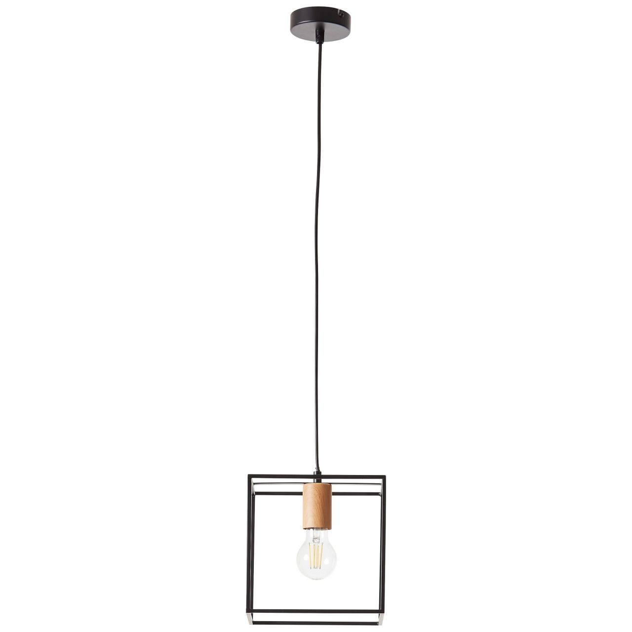 Brilliant Pendelleuchte »Arica«, 1 flammig, Leuchtmittel E27 | ohne Leuchtmittel, Hängelampe 20x20cm schwarz/holzfarbend