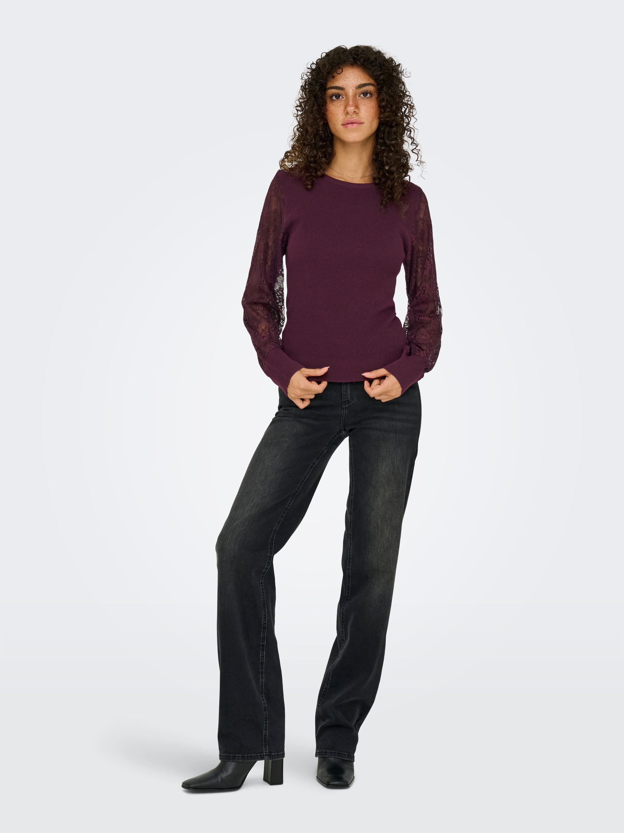 ONLY Rundhalspullover »ONLPERRY LIFE LS MIX O-NECK KNT«