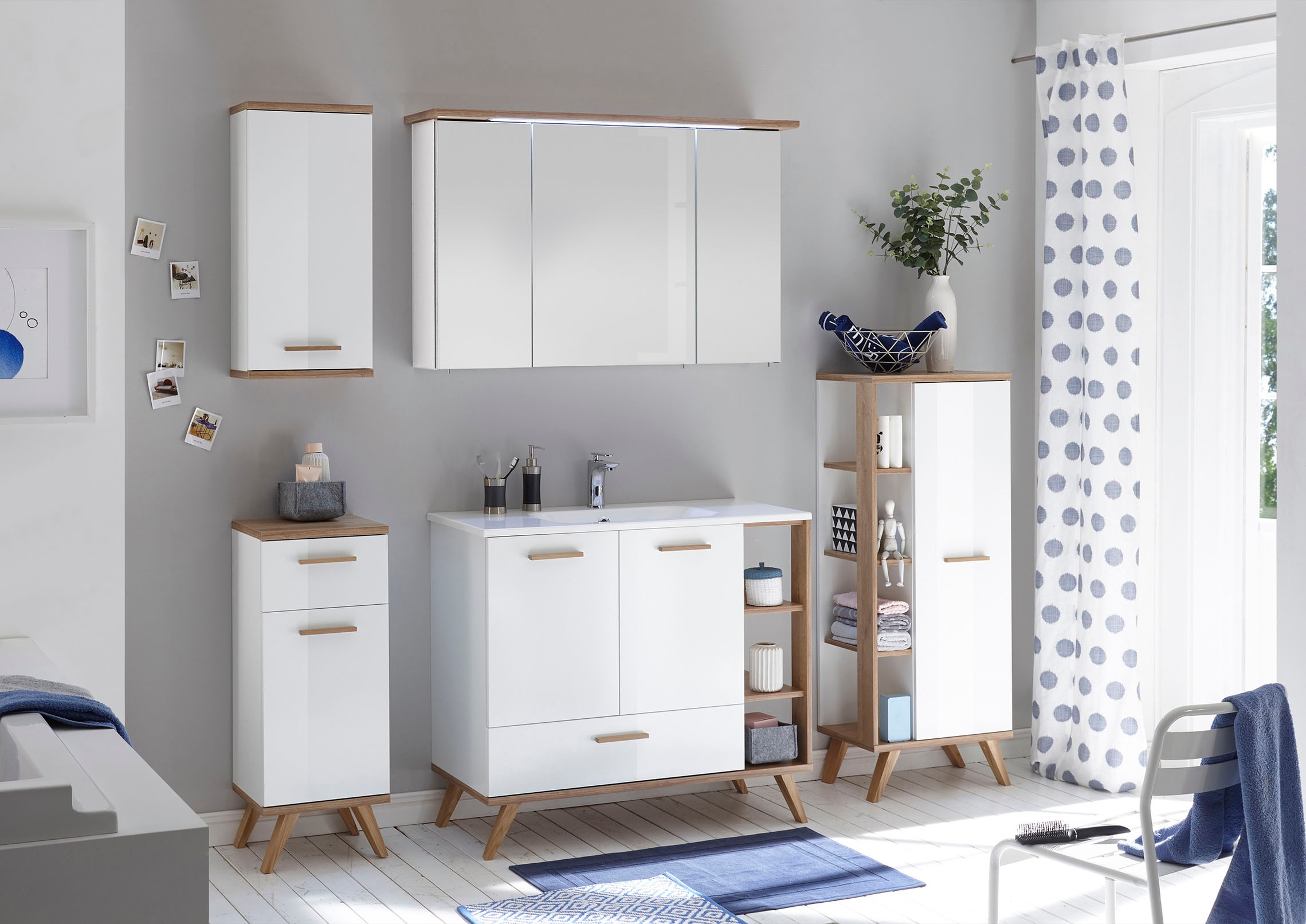 Saphir Badmöbel-Set »Quickset Mineralmarmor-Waschtisch mit LED-Spiegelschra günstig online kaufen