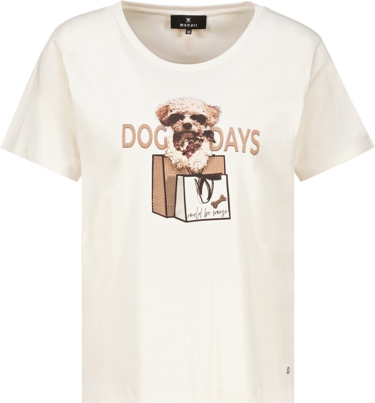 Monari T-Shirt »Shirt Druck + Schmuck« Regular fit mit Rundhalsausschnitt